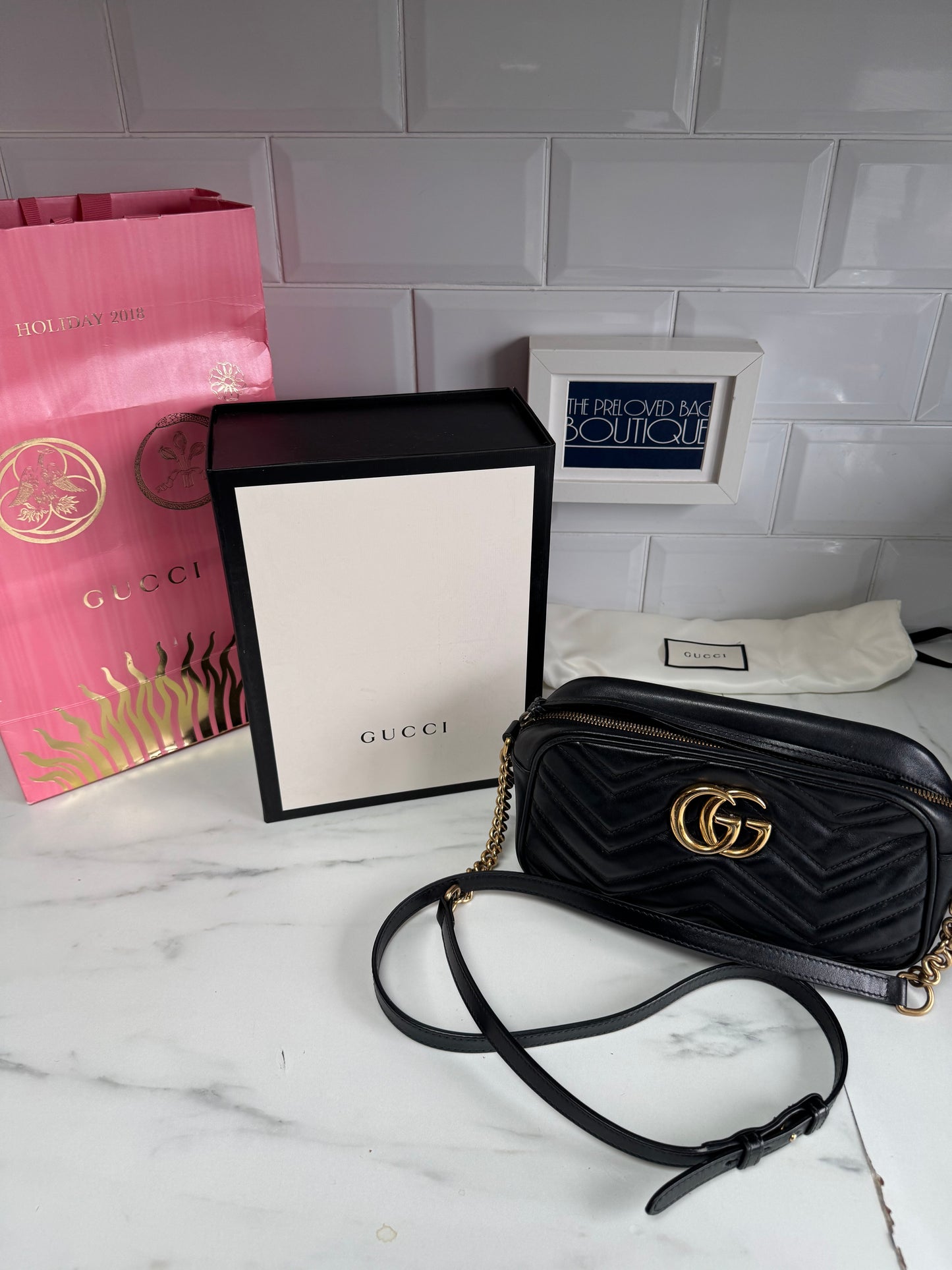 Gucci GG Mini Marmont Shoulder Bag - Black