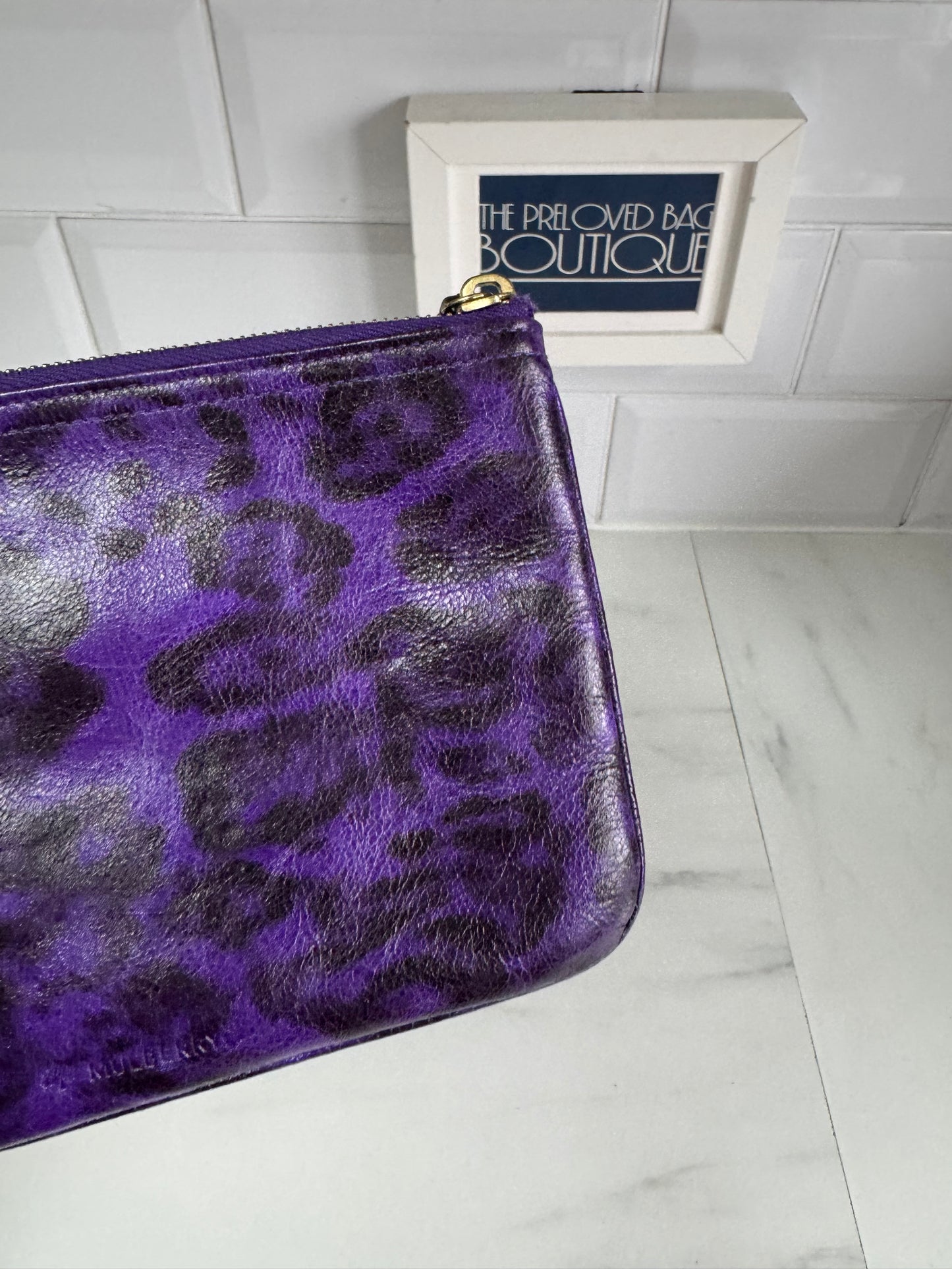 Mulberry Mitzy Zip Top Pouch - Purple Animal sprint