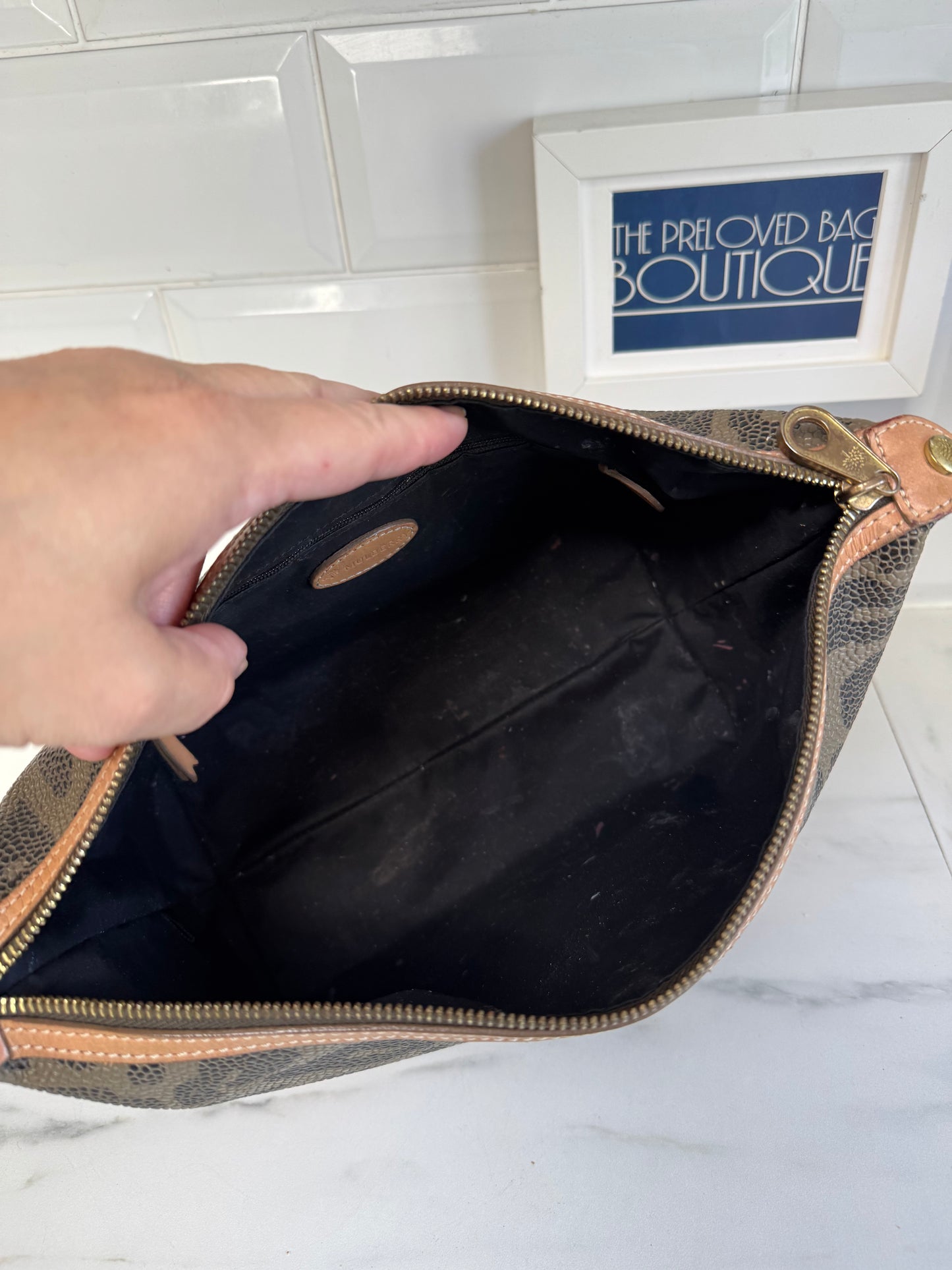 Mulberry Limited Edition Scotchgrain Birds Nest Wash Bag - Olive Green and Black Leopard Print