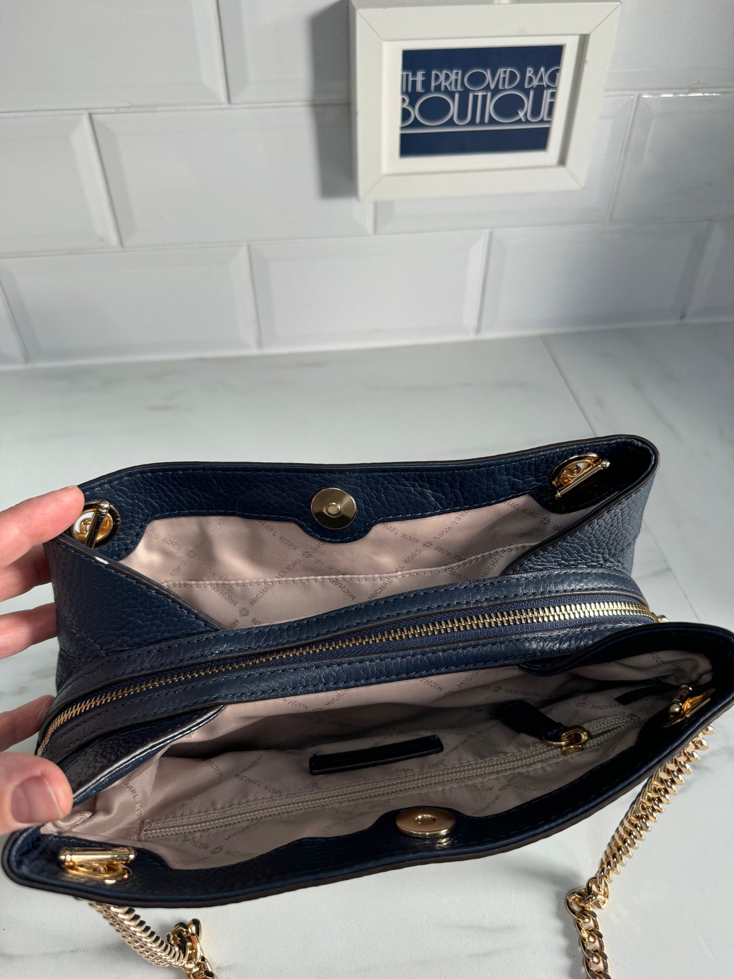 Michael Kors Jet Set Medium Shoulder Bag - Navy Blue