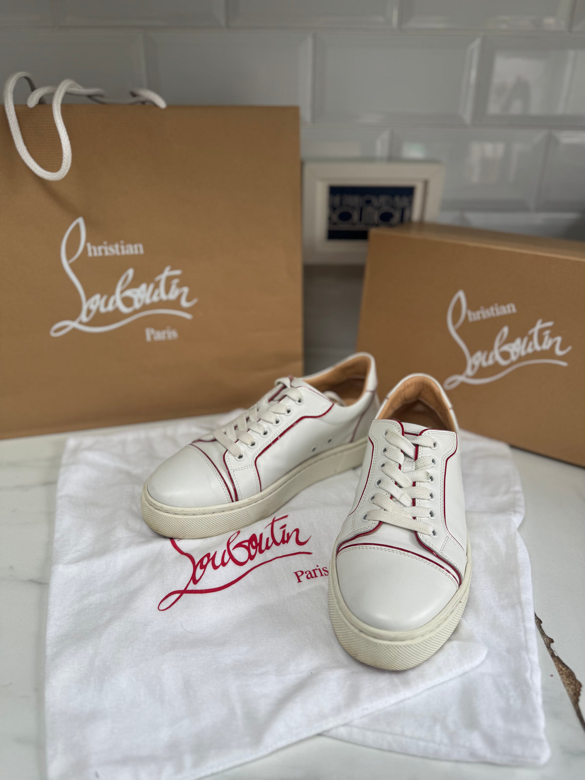 Christian Louboutin Viera Sneakers - White and Red