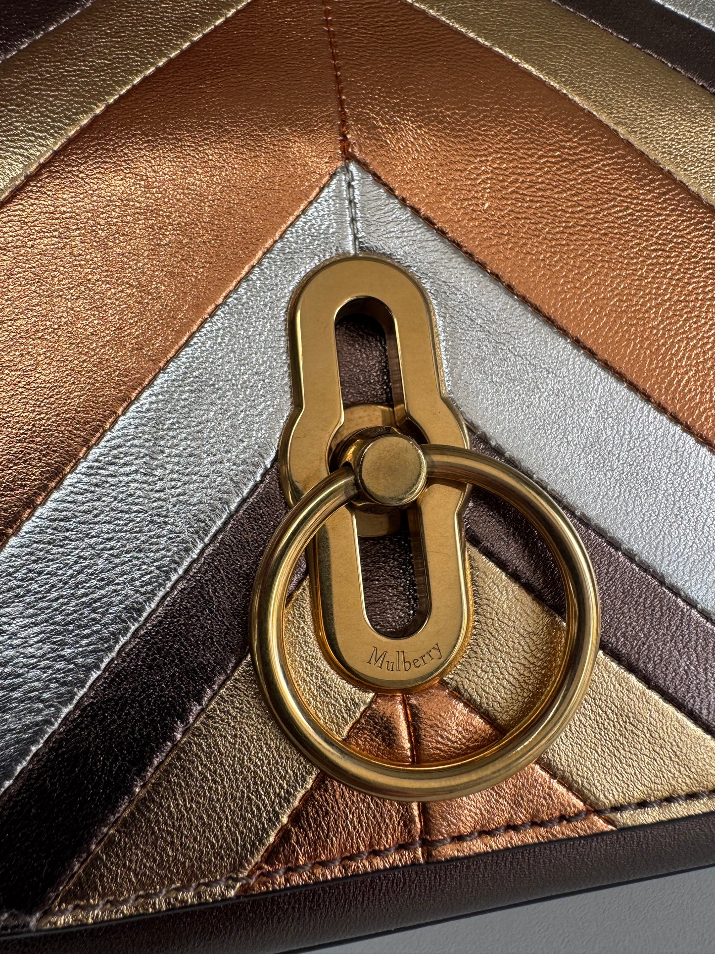 Mulberry Small Metallic Amberley - Gold, Bronze, Silver  (Bag and Coin Purse)