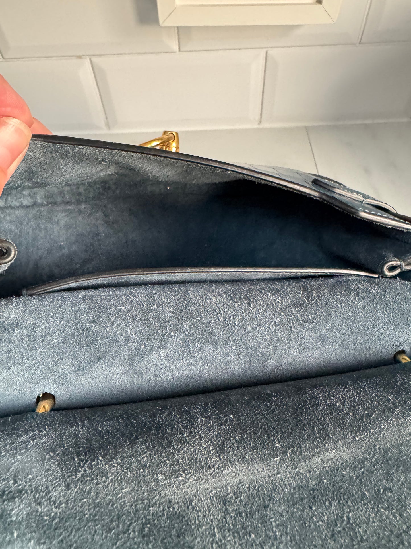 Mulberry Amberley - Teal Blue Croc Embossed