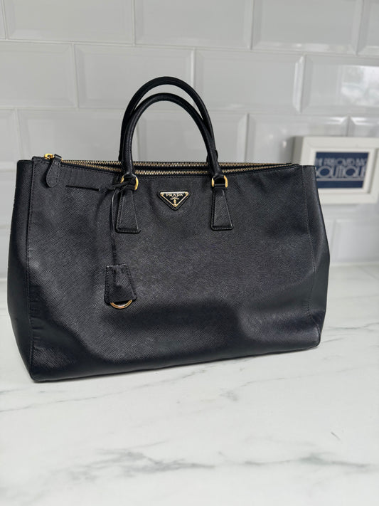 Prada Galleria Large Double Zip Executive Top Handle Tote - Nero (Black)