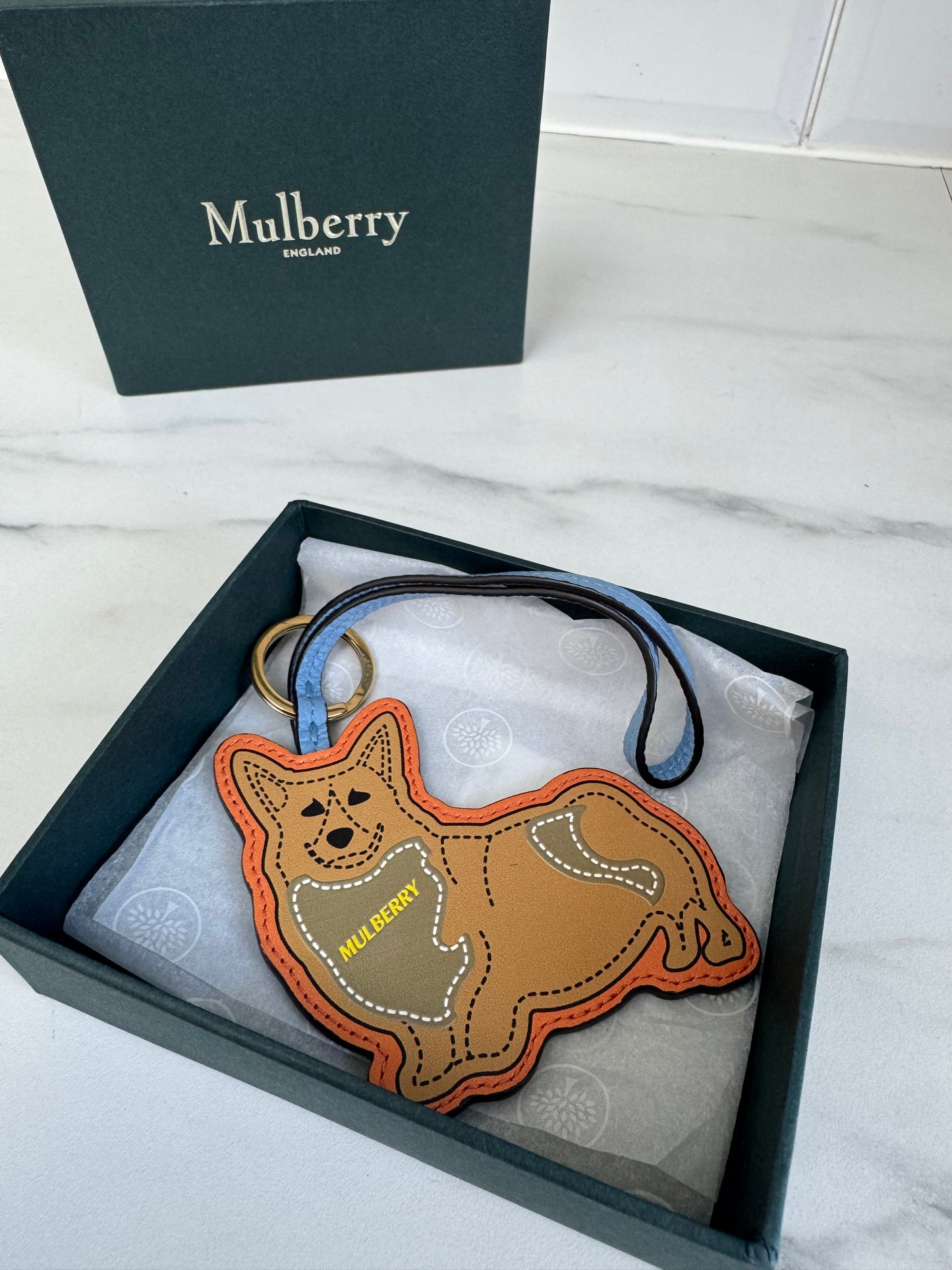 Mulberry Corgi Bag Charm/Keyring - Brown, Orange and Blue