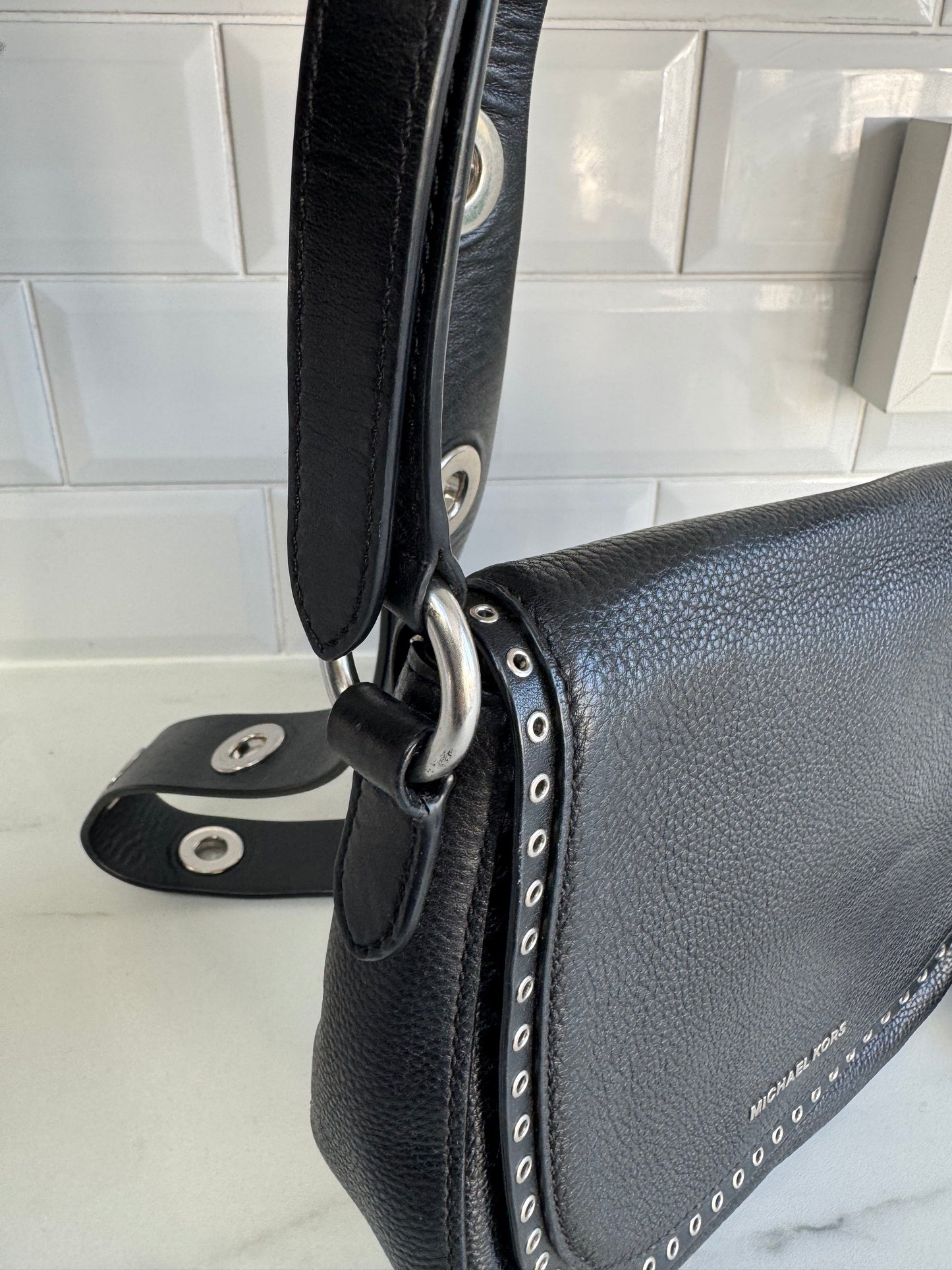 Michael Kors Brooklyn Saddle Bag - Black