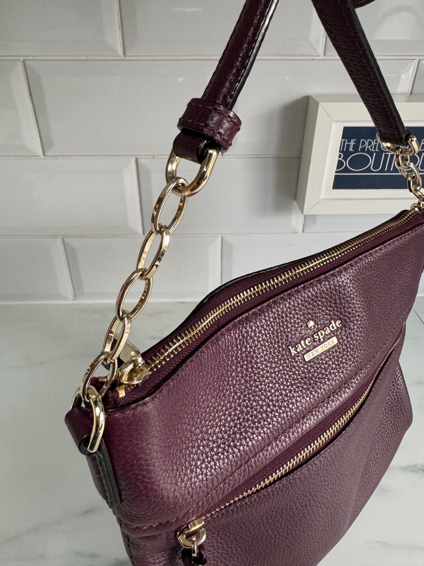 Kate Spade Crossbody Messenger Bag - Burgundy