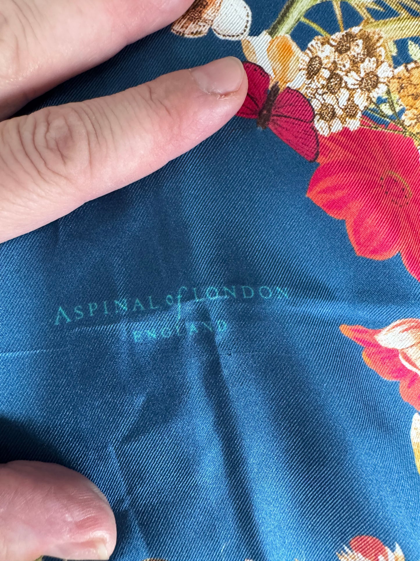 Aspinal “A” Floral Scarf - Turquoise