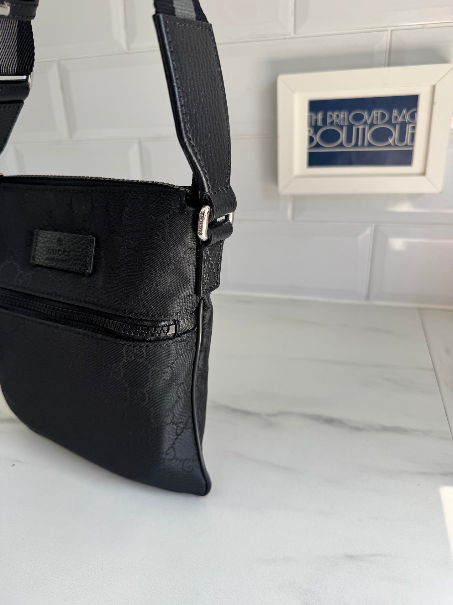 Gucci Nylon Mini Flat Messenger - Black