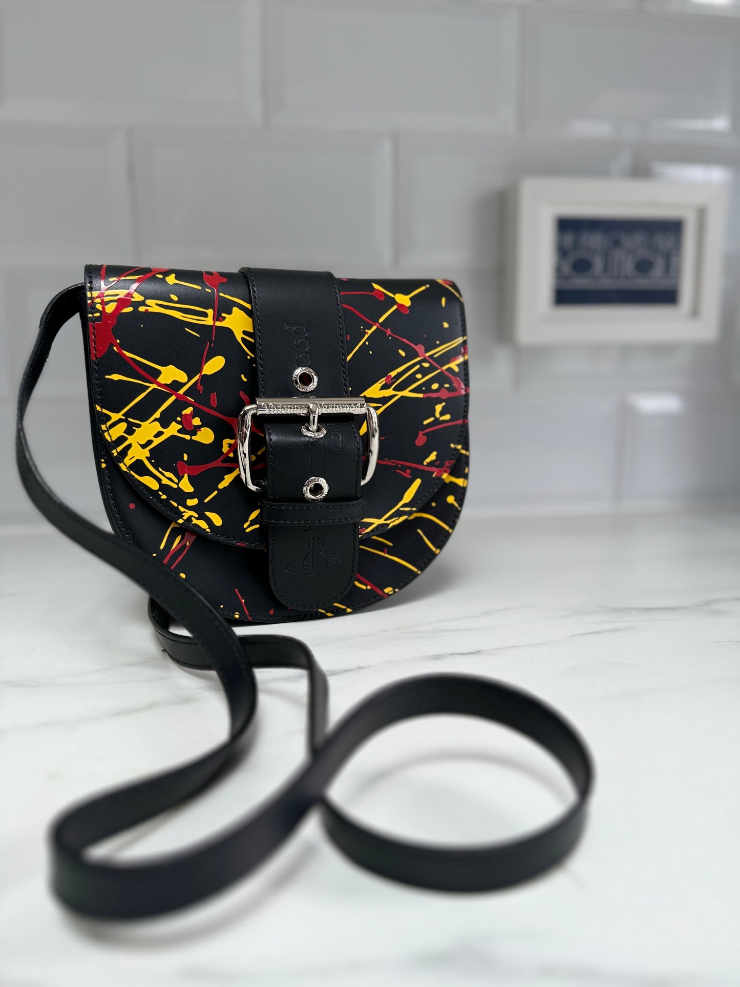 Vivienne Westwood Alex Saddle Bag - Black, Red & Yellow