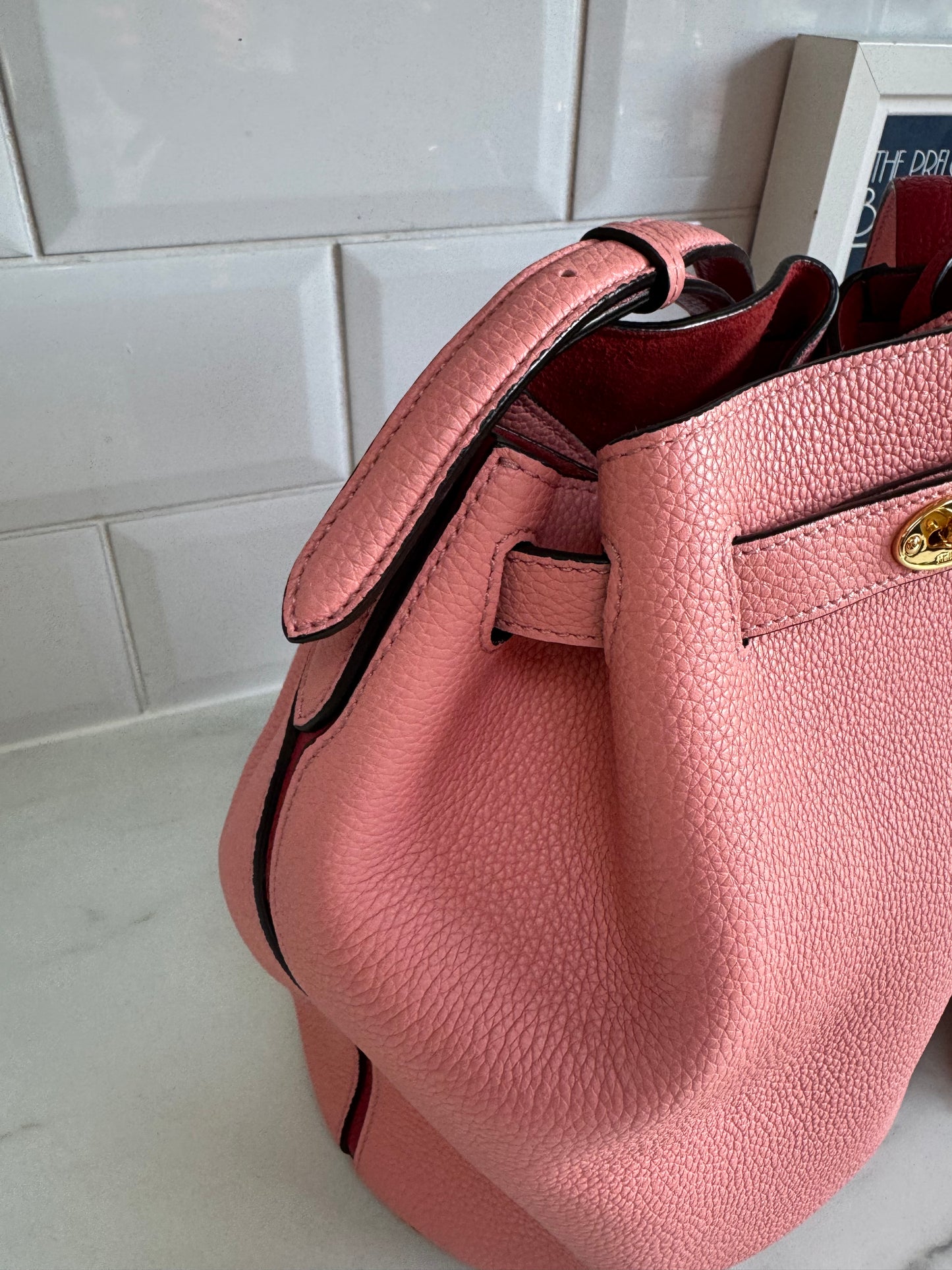 Mulberry Abbey Bucket Bag - Macaroon Pink & Red