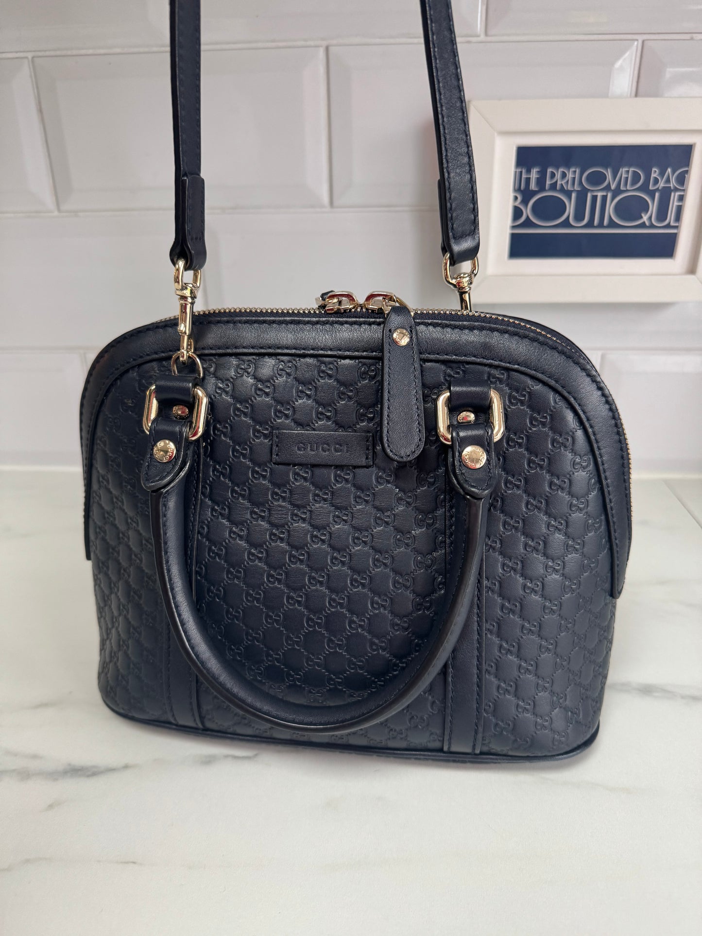 Gucci Guccissima Small Dome Bag - Navy