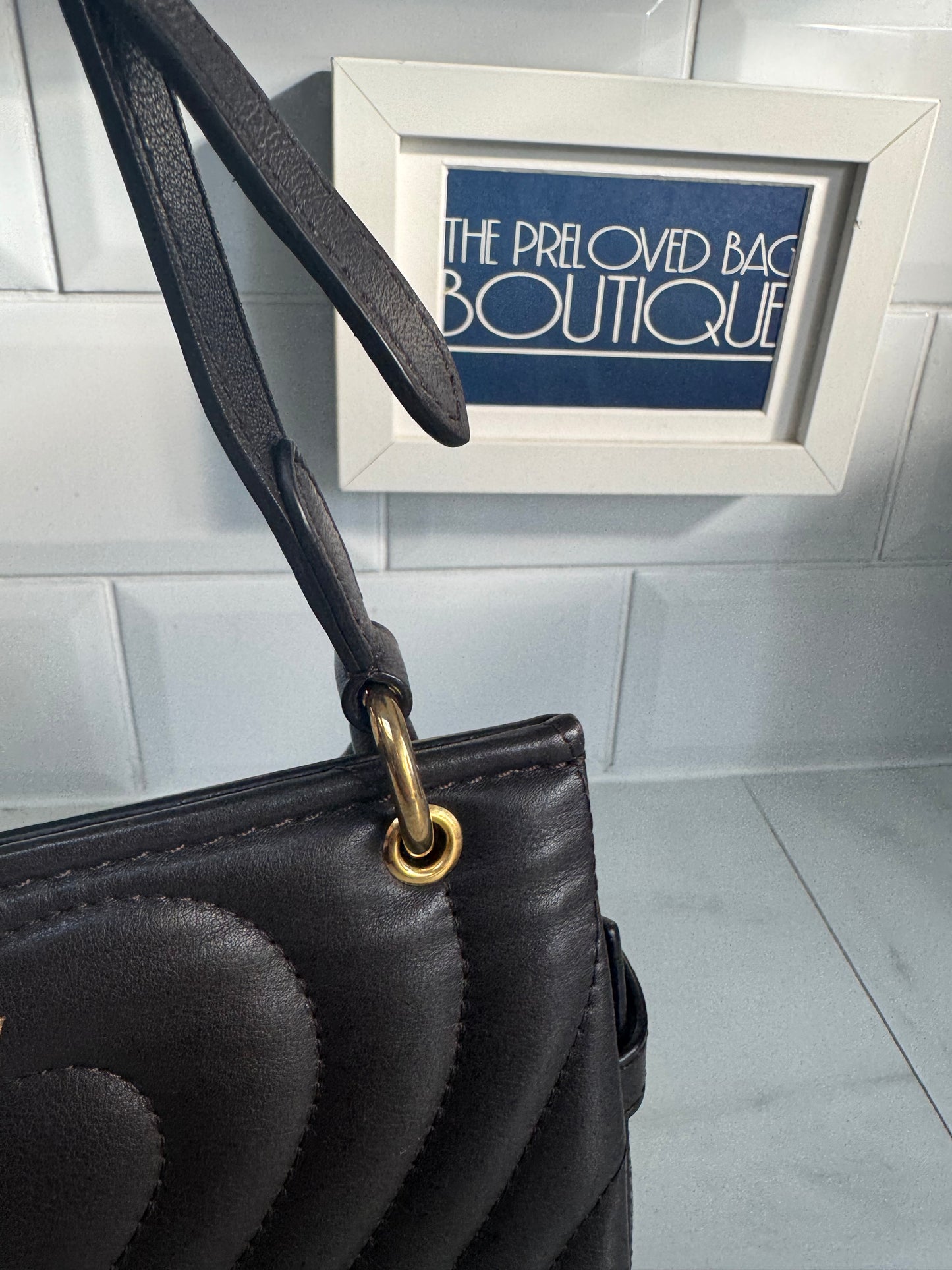 Mulberry Small Amberley Quilted Heart Satchel - Chocolate