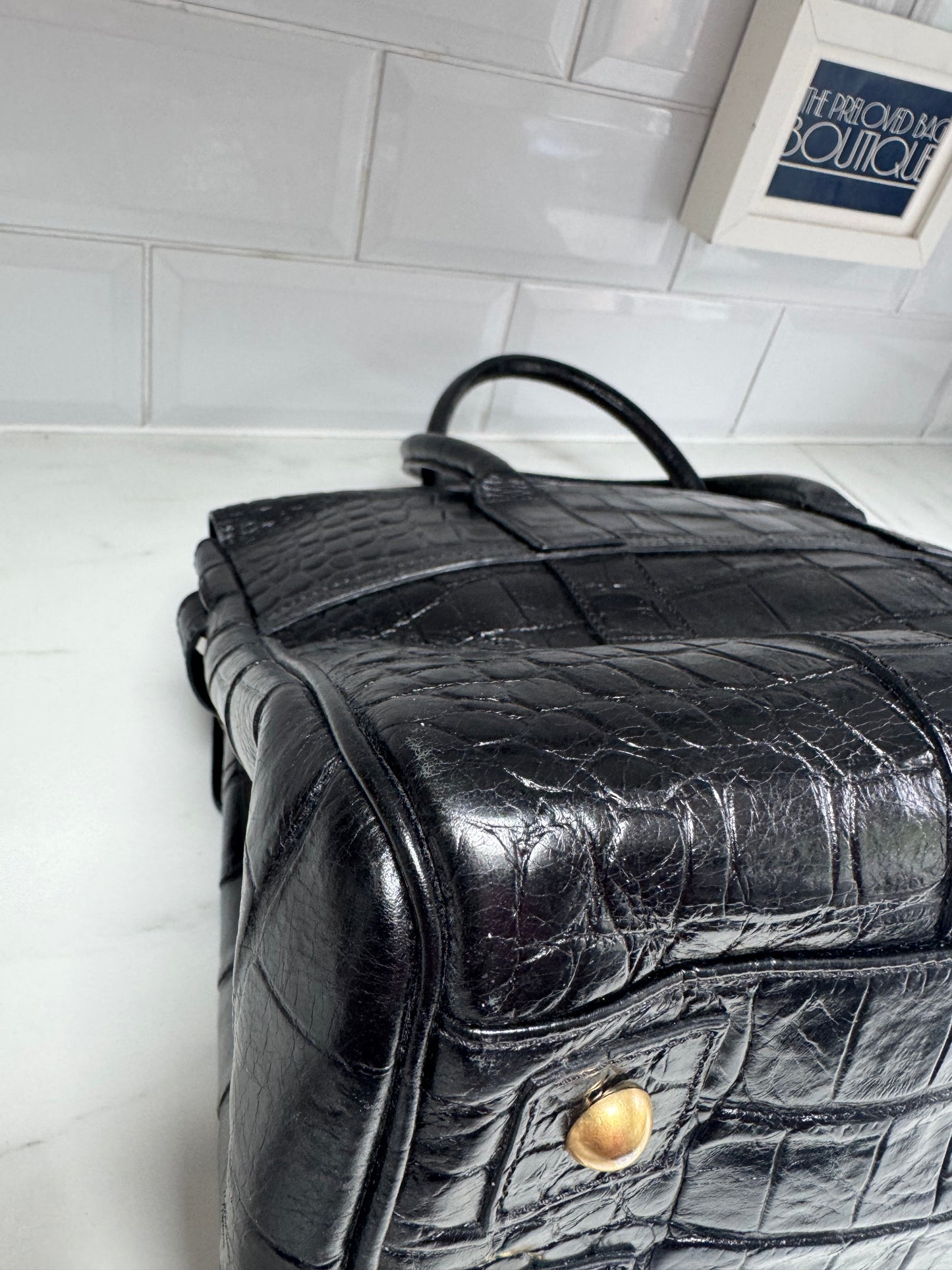 Mulberry Croc Embossed Bayswater - Black