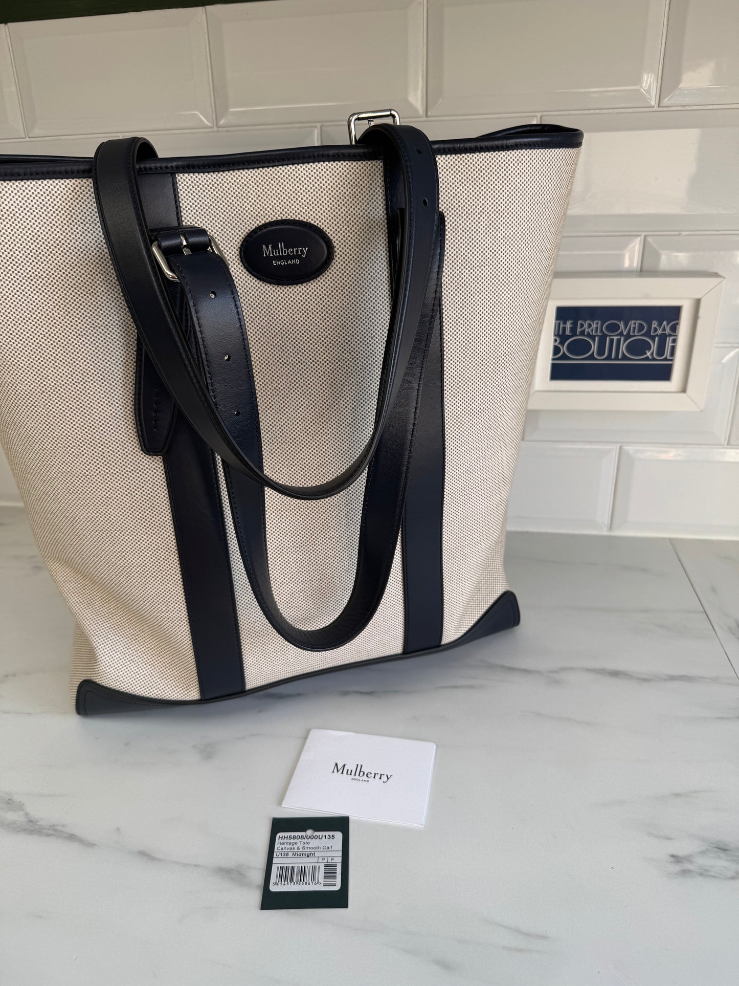 Mulberry Heritage tote - Canvas and Midnight Smooth Calf