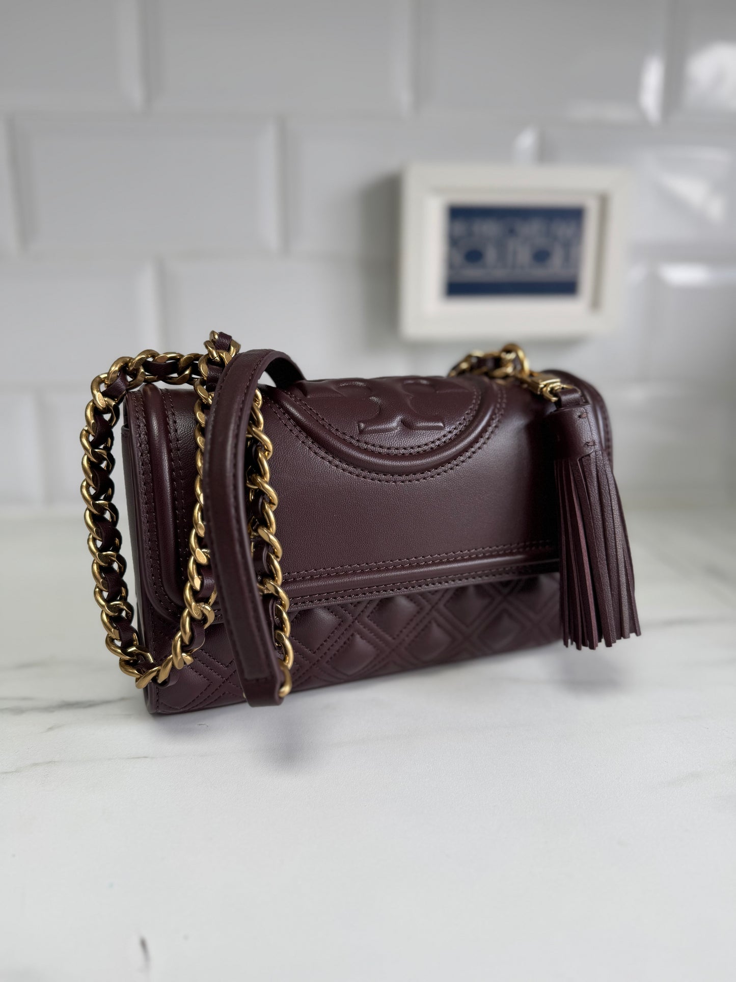 Tory Burch Fleming Shoulder Bag - Burgundy