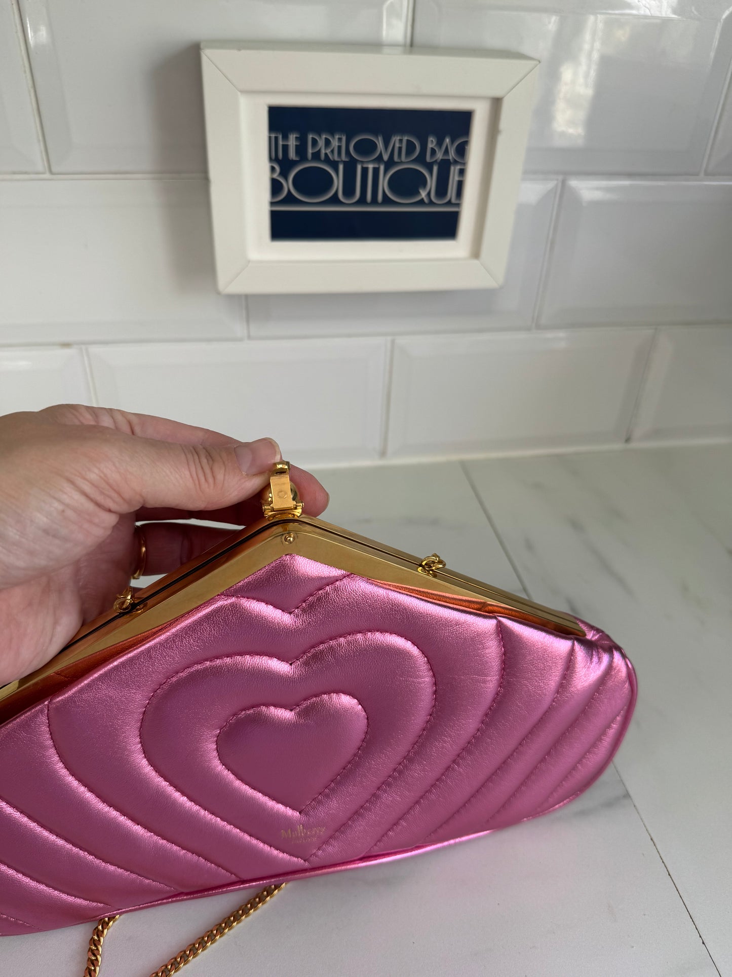 Mulberry Small Witney Heart Clutch - Metallic Pink