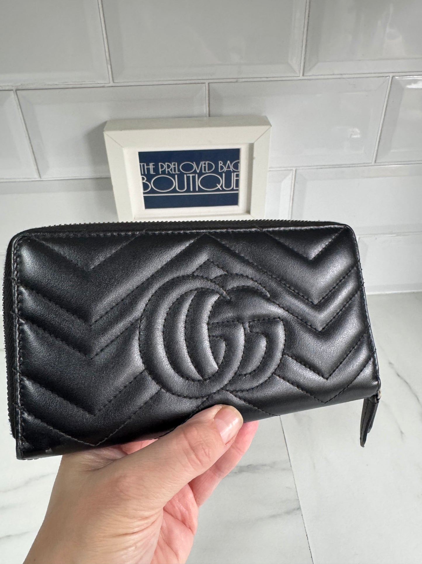 Gucci GG Marmont Zip Around Wallet - Black