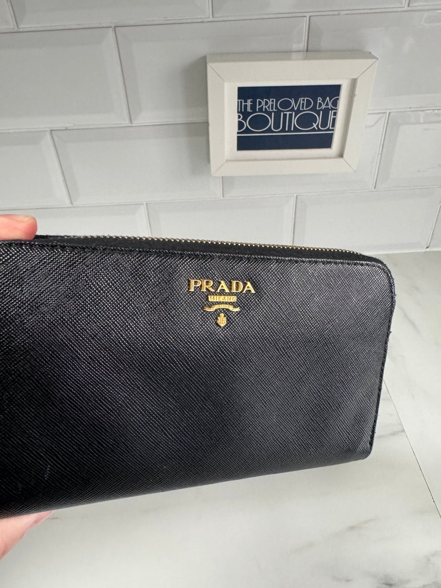 Prada Zip Around Wallet - Black