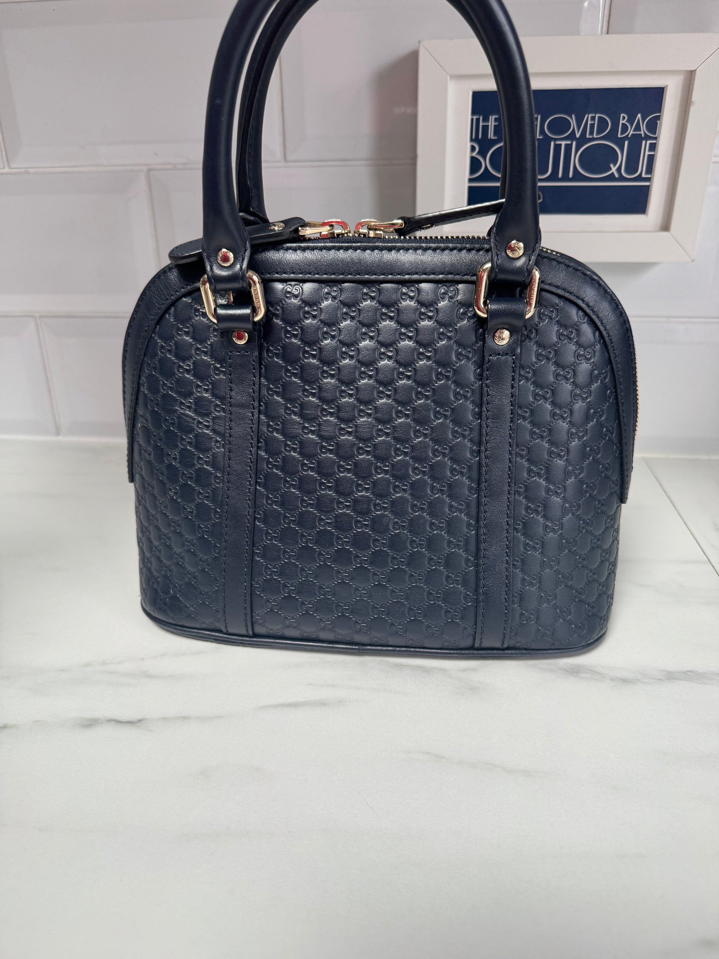 Gucci Guccissima Small Dome Bag - Navy