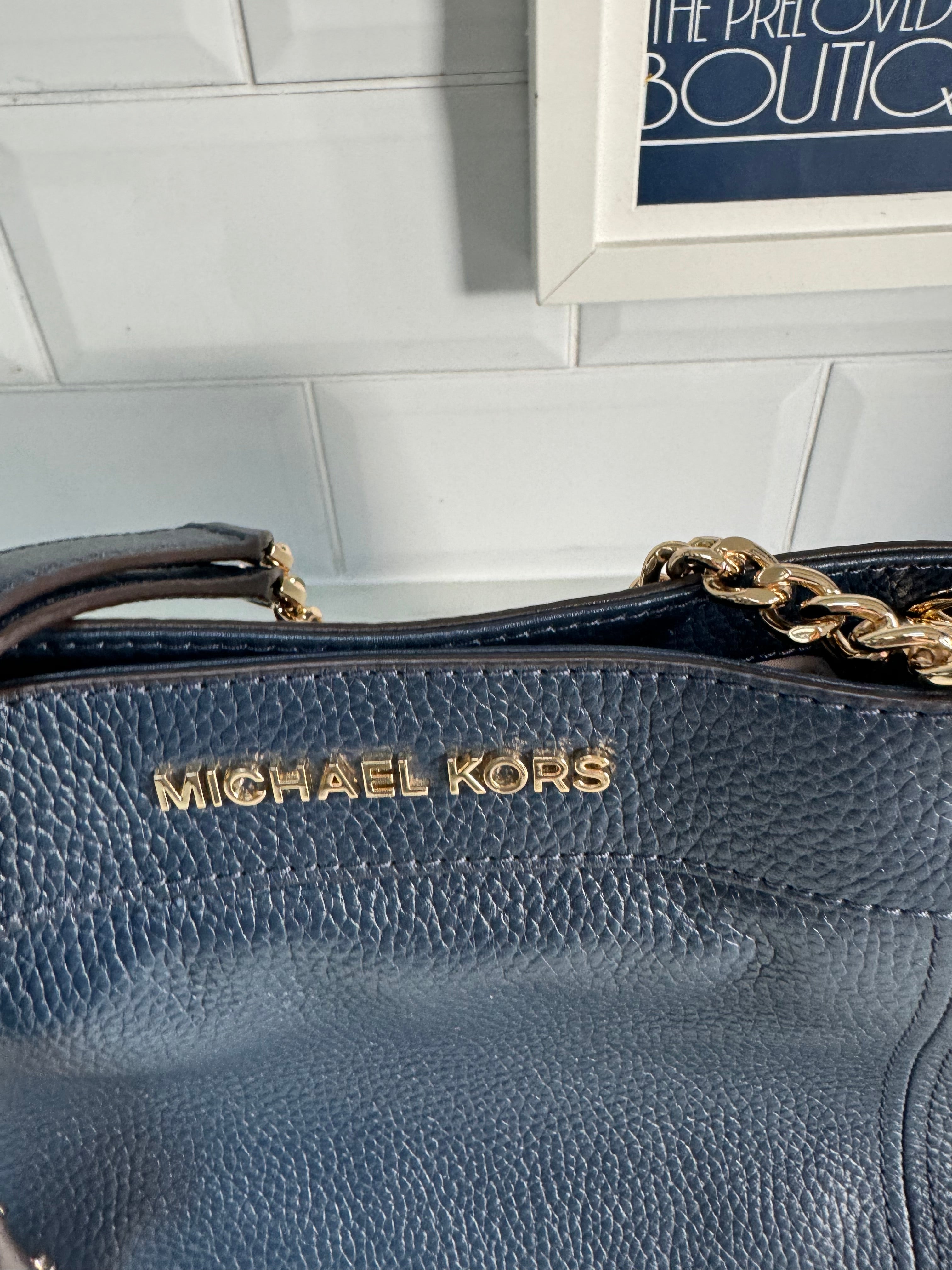 MICHAEL Michael Kors Navy Leather Chain Strap Bag good