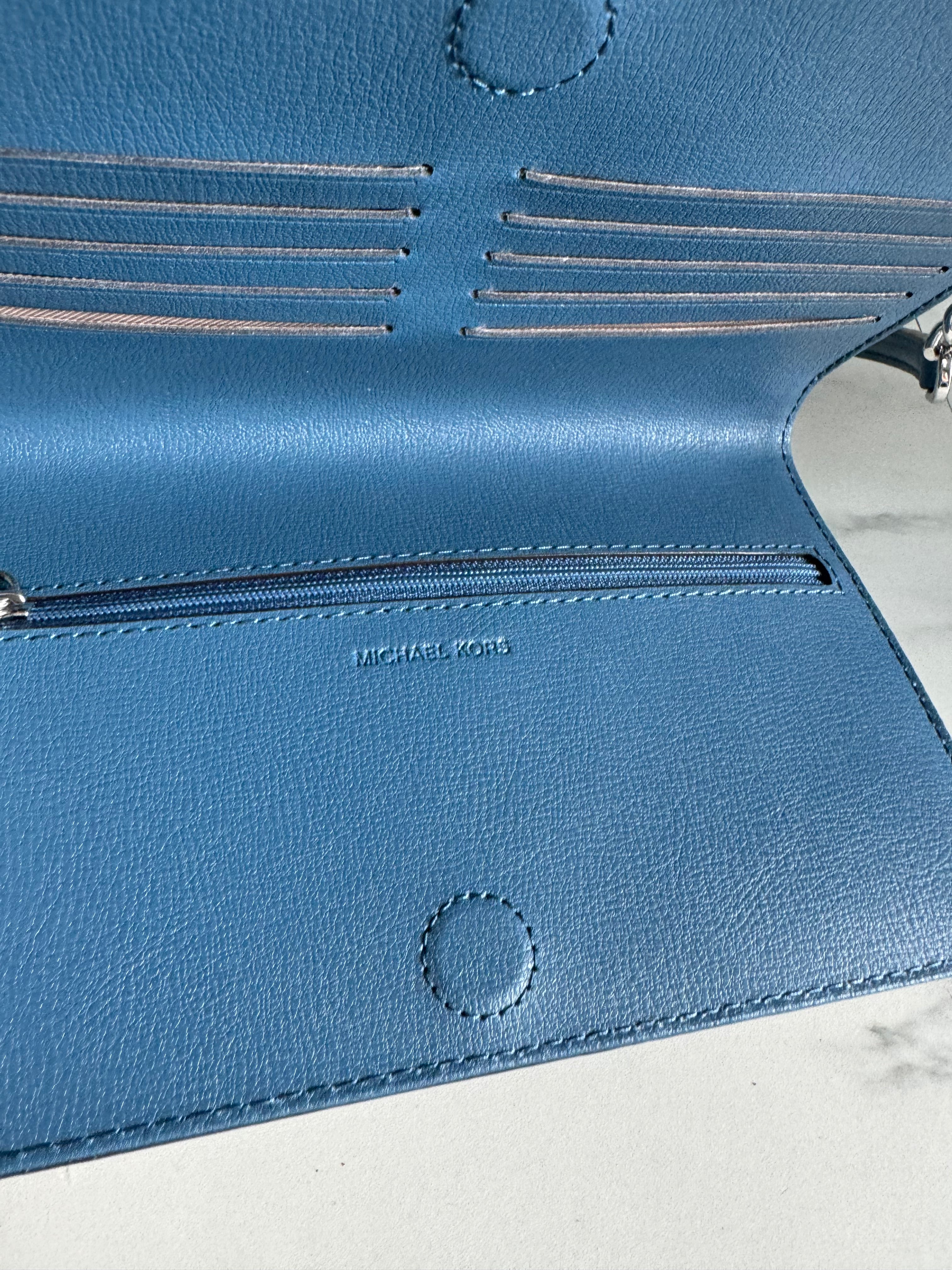 Michael Kors Kinsley WOC Denim Blue The Preloved Bag Boutique