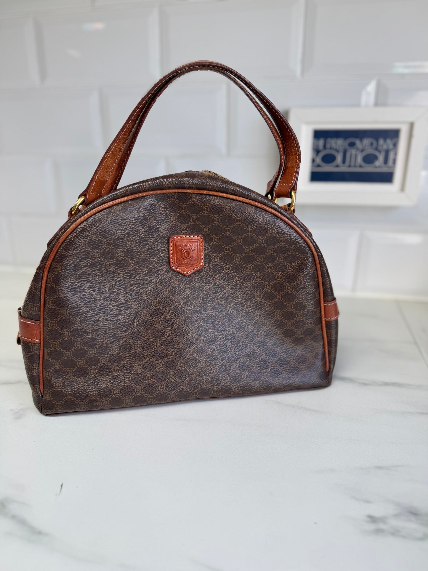 Celine Triomphe Macadam Small Vintage Bowling Bag - Monogram