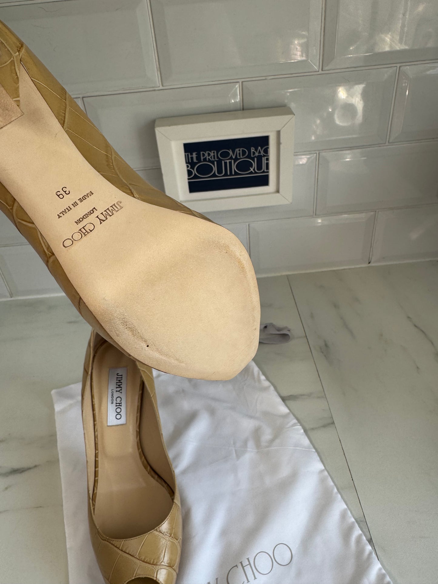 Jimmy Choo Peep Toe - Biscuit