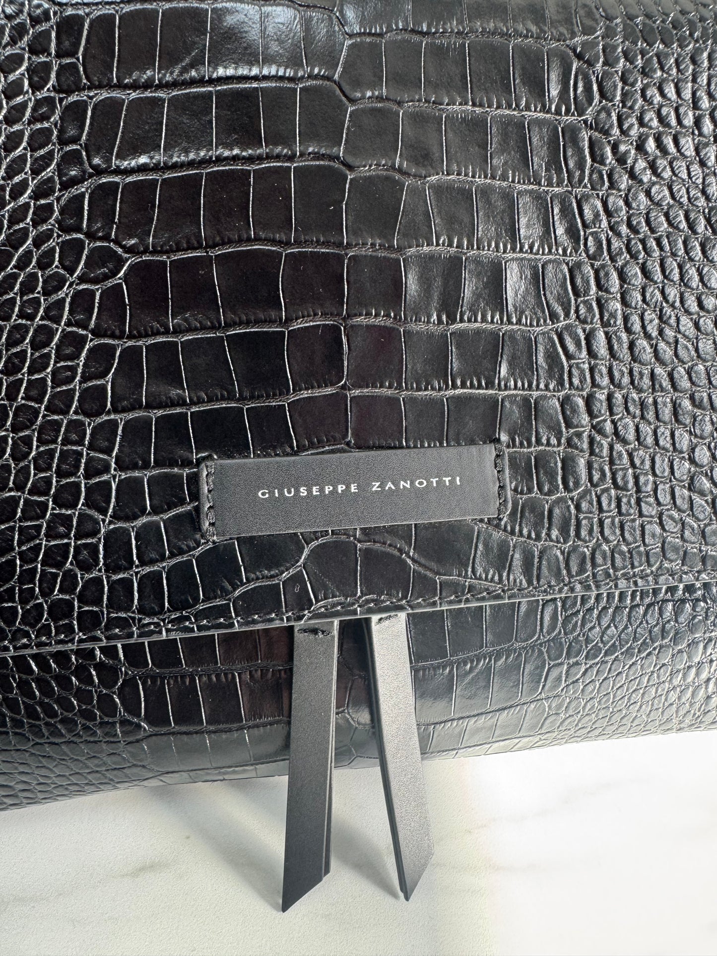 Giuseppe Zanotti Oversized Clutch - Black Croc Embossed