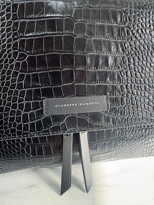 Giuseppe Zanotti Oversized Clutch - Black Croc Embossed