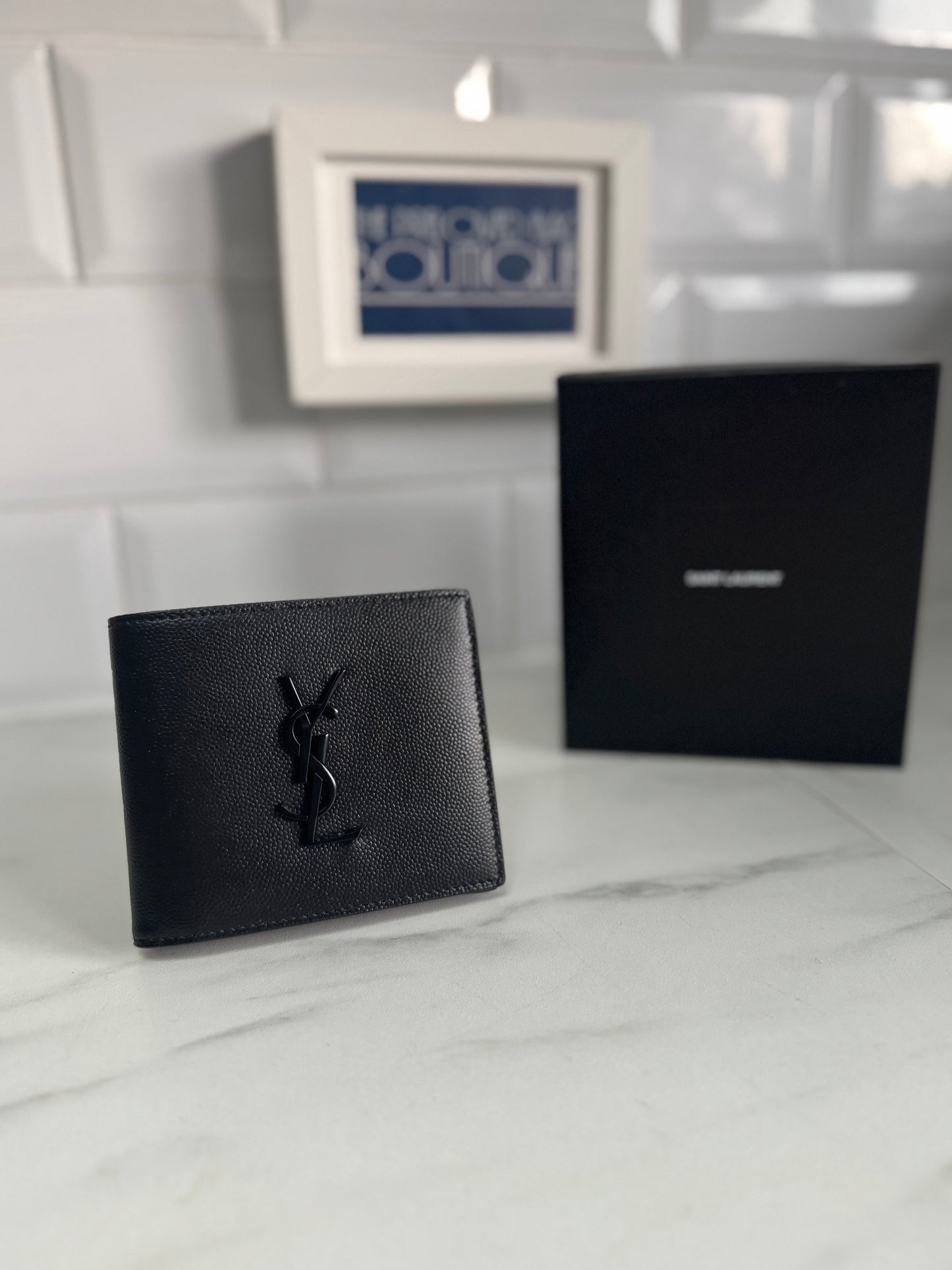 Saint Laurent (YSL) Monogram Bifold Card Holder/Wallet - Black