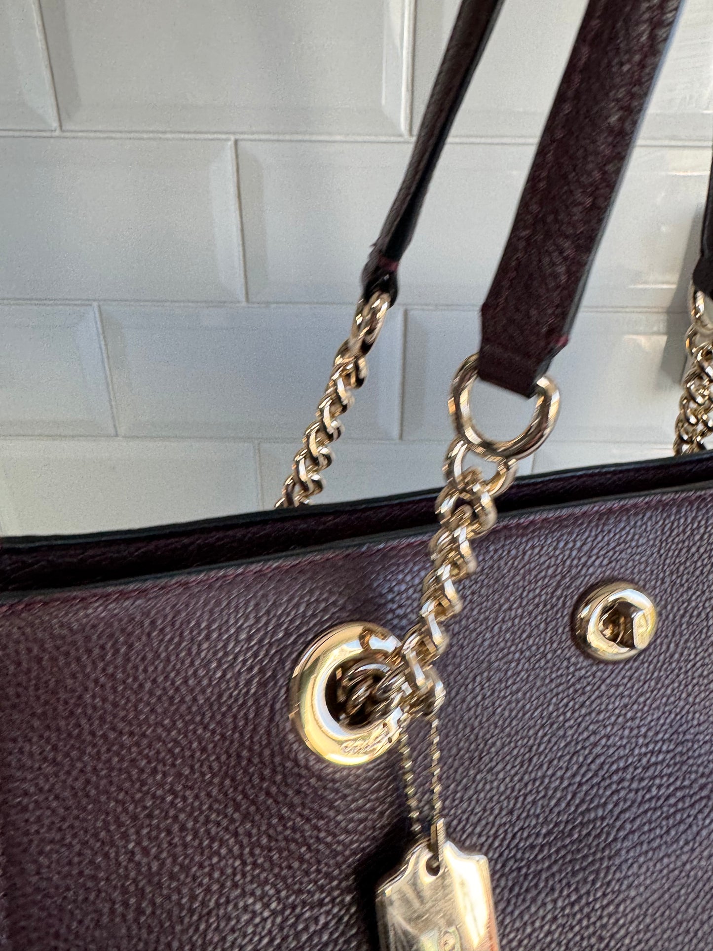 Coach Turnlock Tote - Burgundy