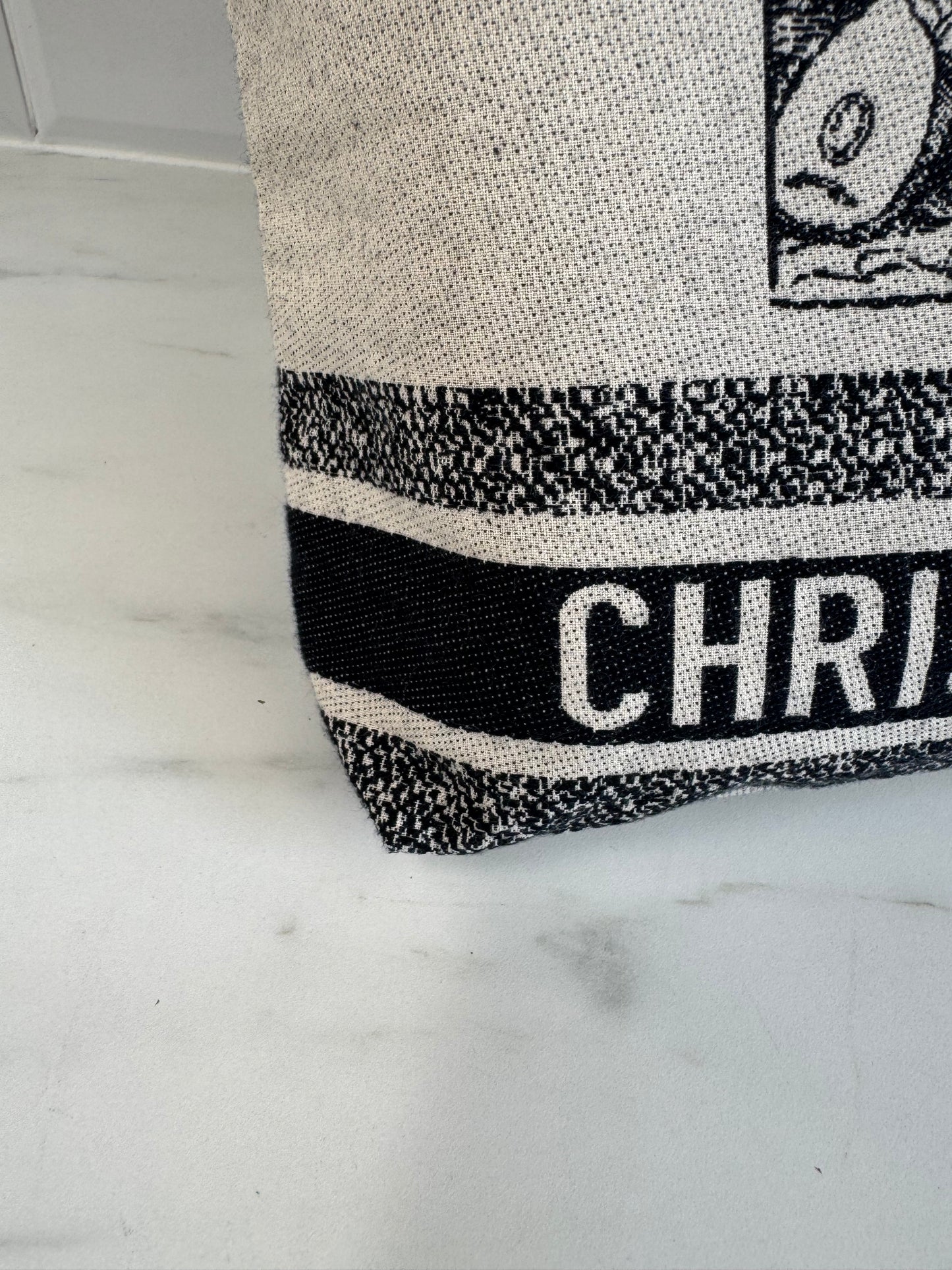 Christian Dior Canvas Shopper Tote - White and Navy