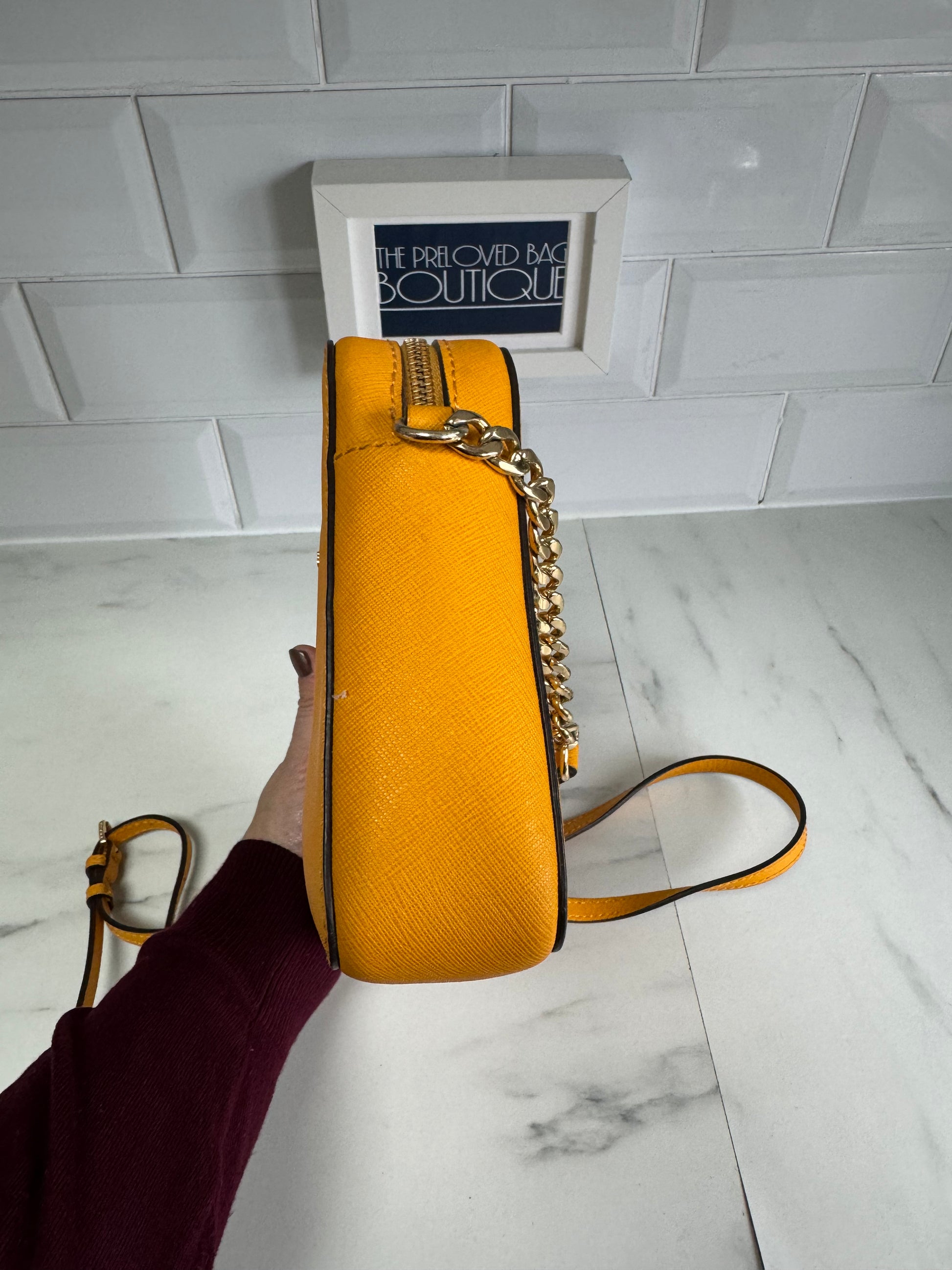 Michael Kors Jet Set crossbody bag yellow The Preloved Bag