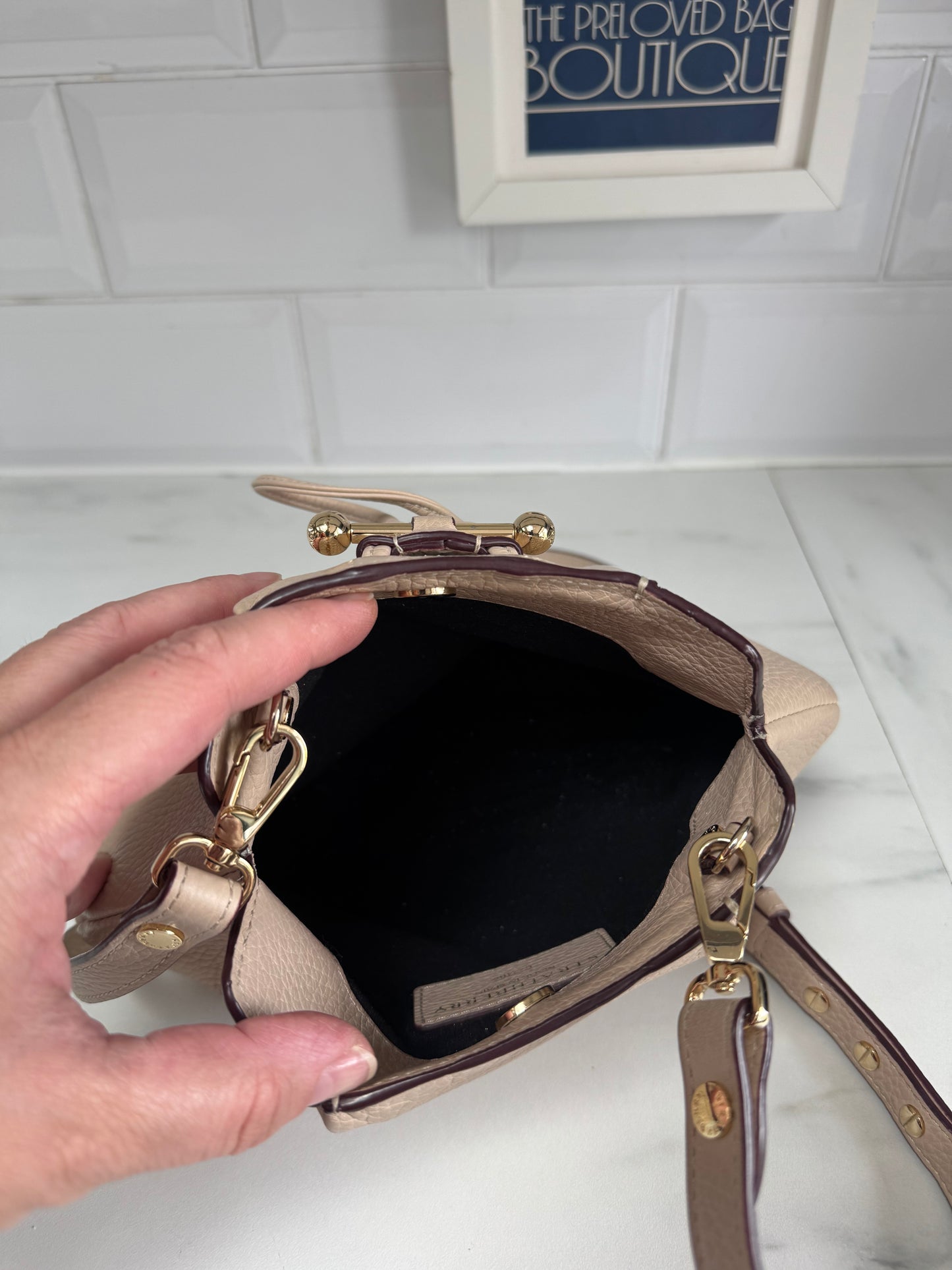 Strathberry Osette Drawstring Pouch Cross Body - Nude
