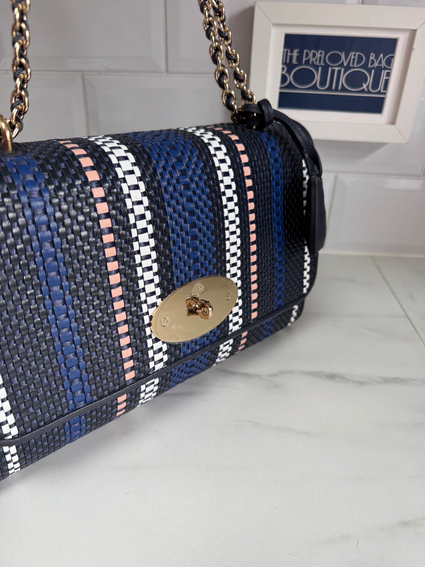 Mulberry Medium Twilight Rafia Lily - blue, pink, black and white