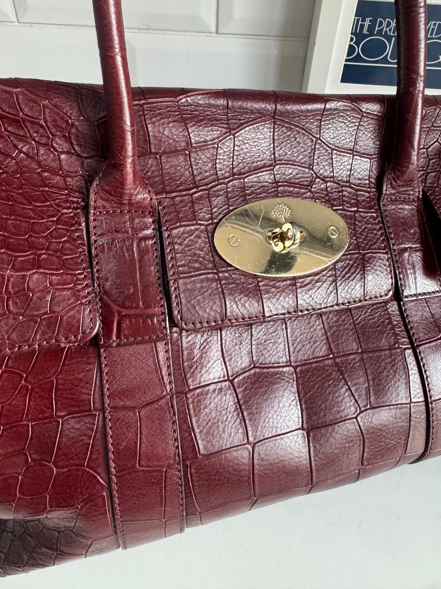 Mulberry Bayswater - Oxblood Croc Embossed