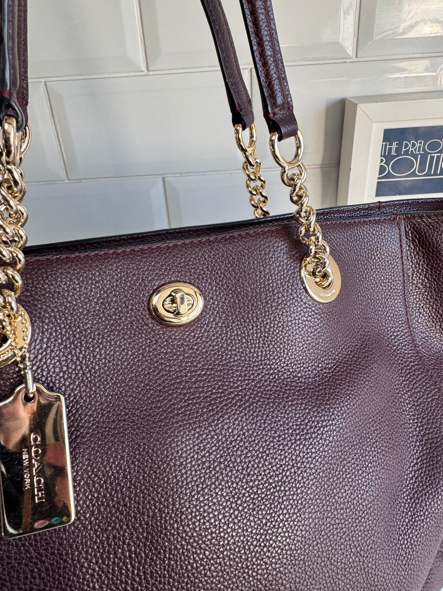 Coach Turnlock Tote - Burgundy