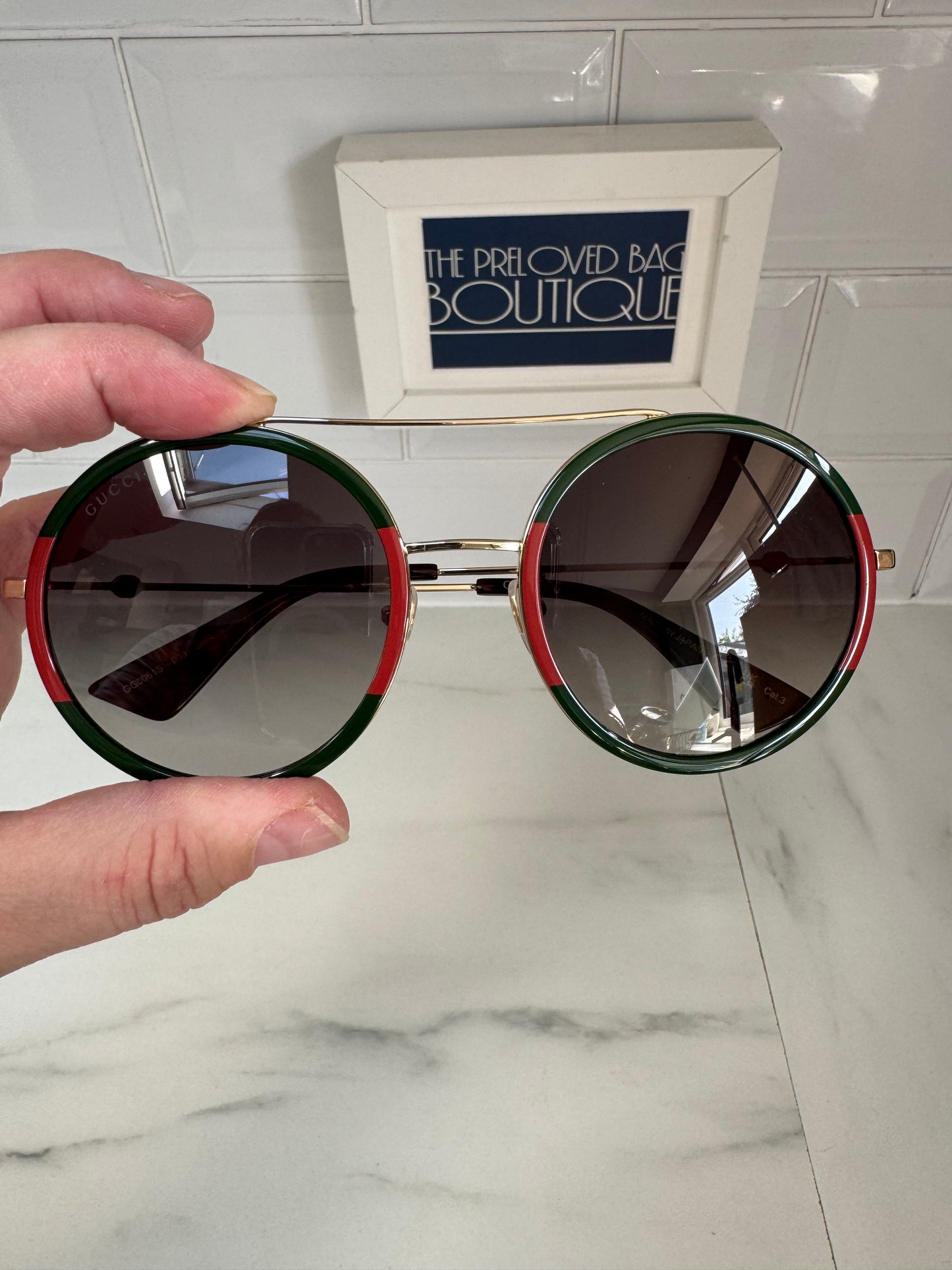 Gucci Round Sunglasses - Green and Red
