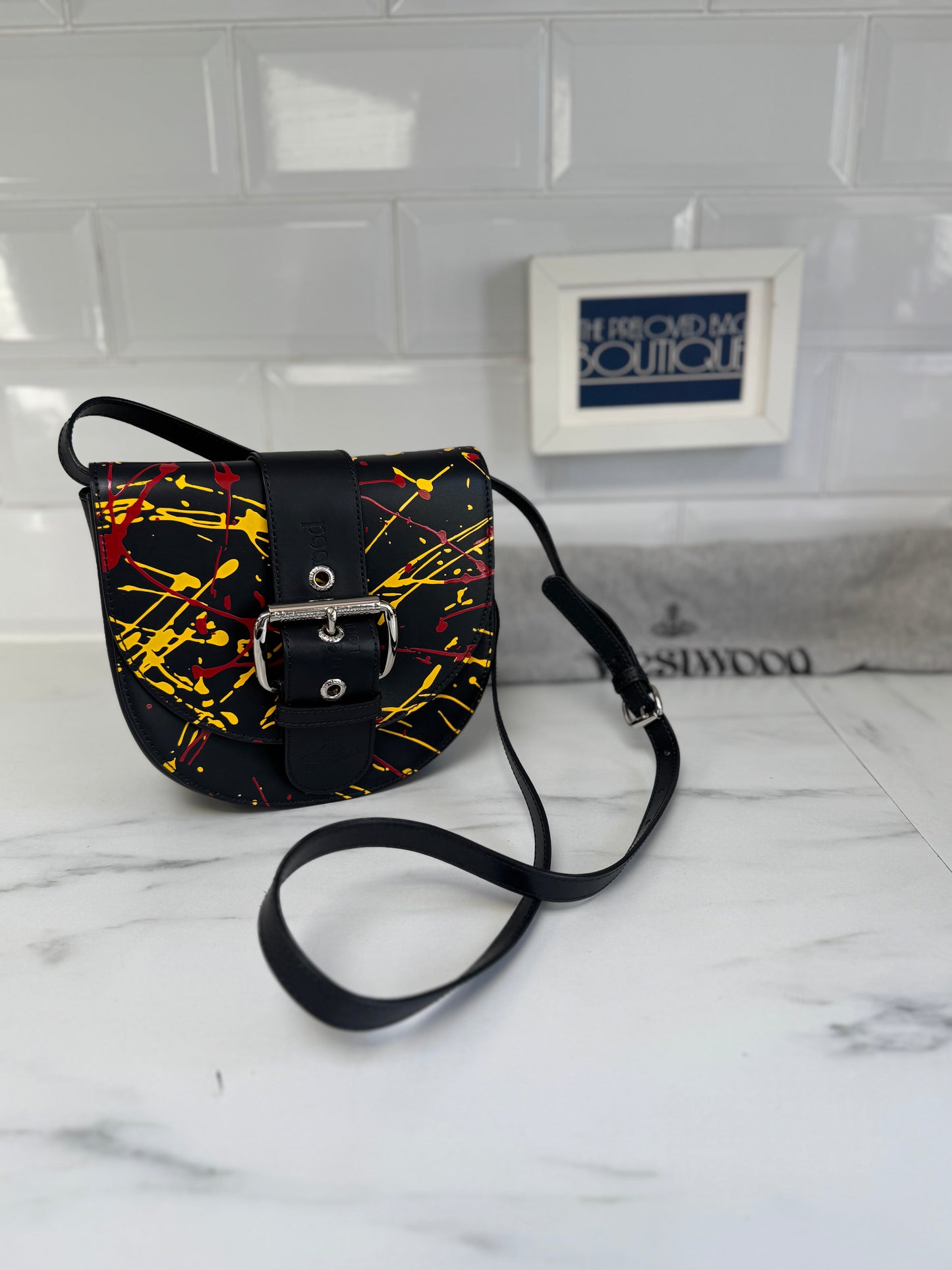Vivienne Westwood Alex Saddle Bag - Black, Yellow, Red