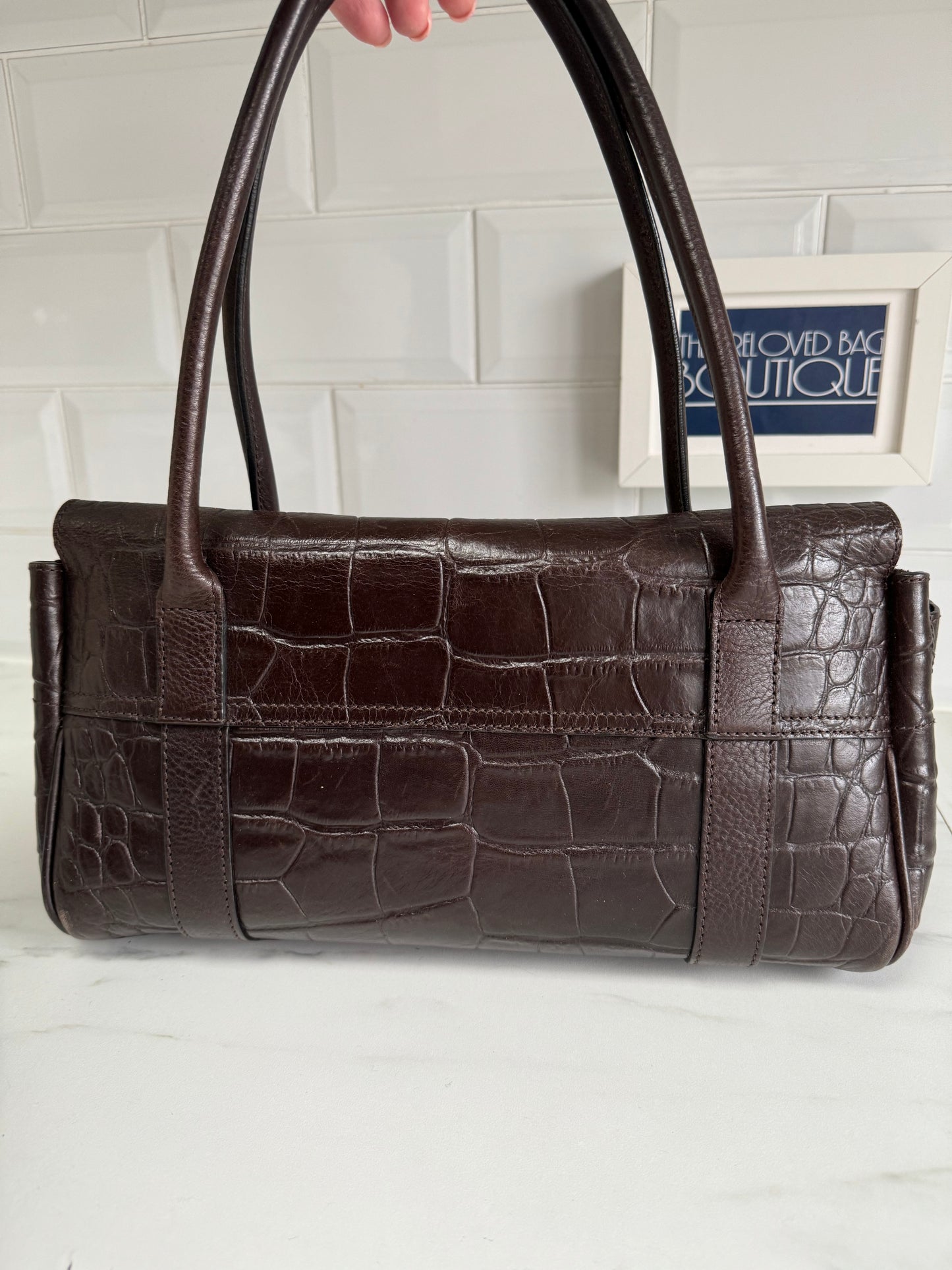 Mulberry East West Bayswater - Chocolate Croc Embossed