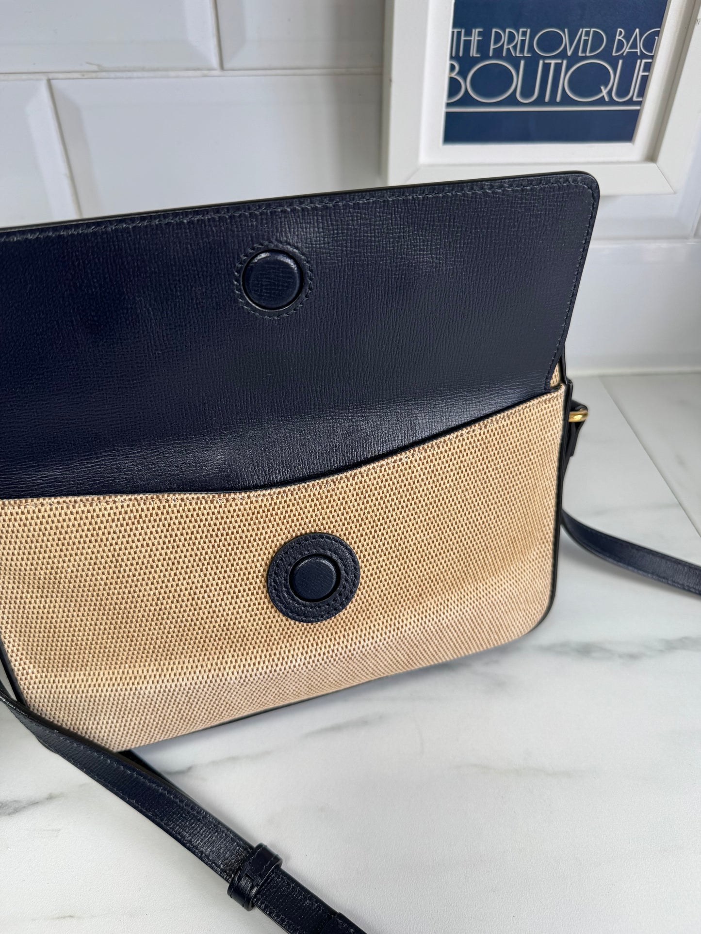 Gucci 1955 Flap Pocket Camera Bag - Beige, Navy