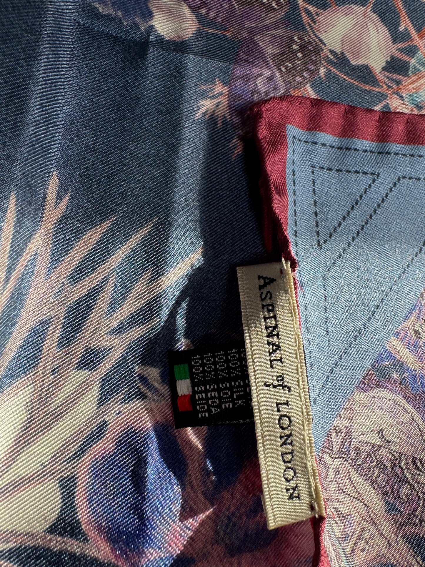 Aspinal “A” Floral scarf - Blue