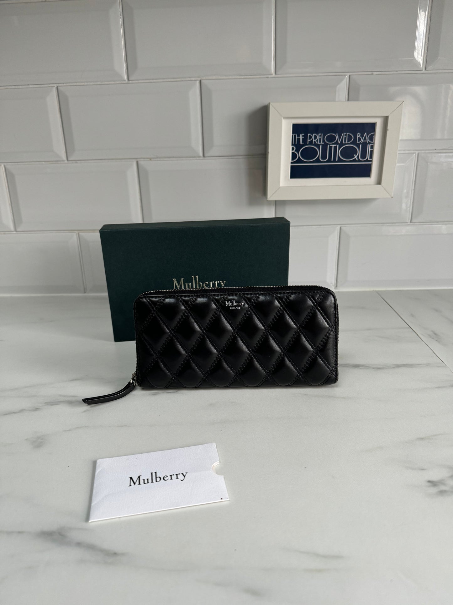 Mulberry Long Zip Around Quilted wallet - Black