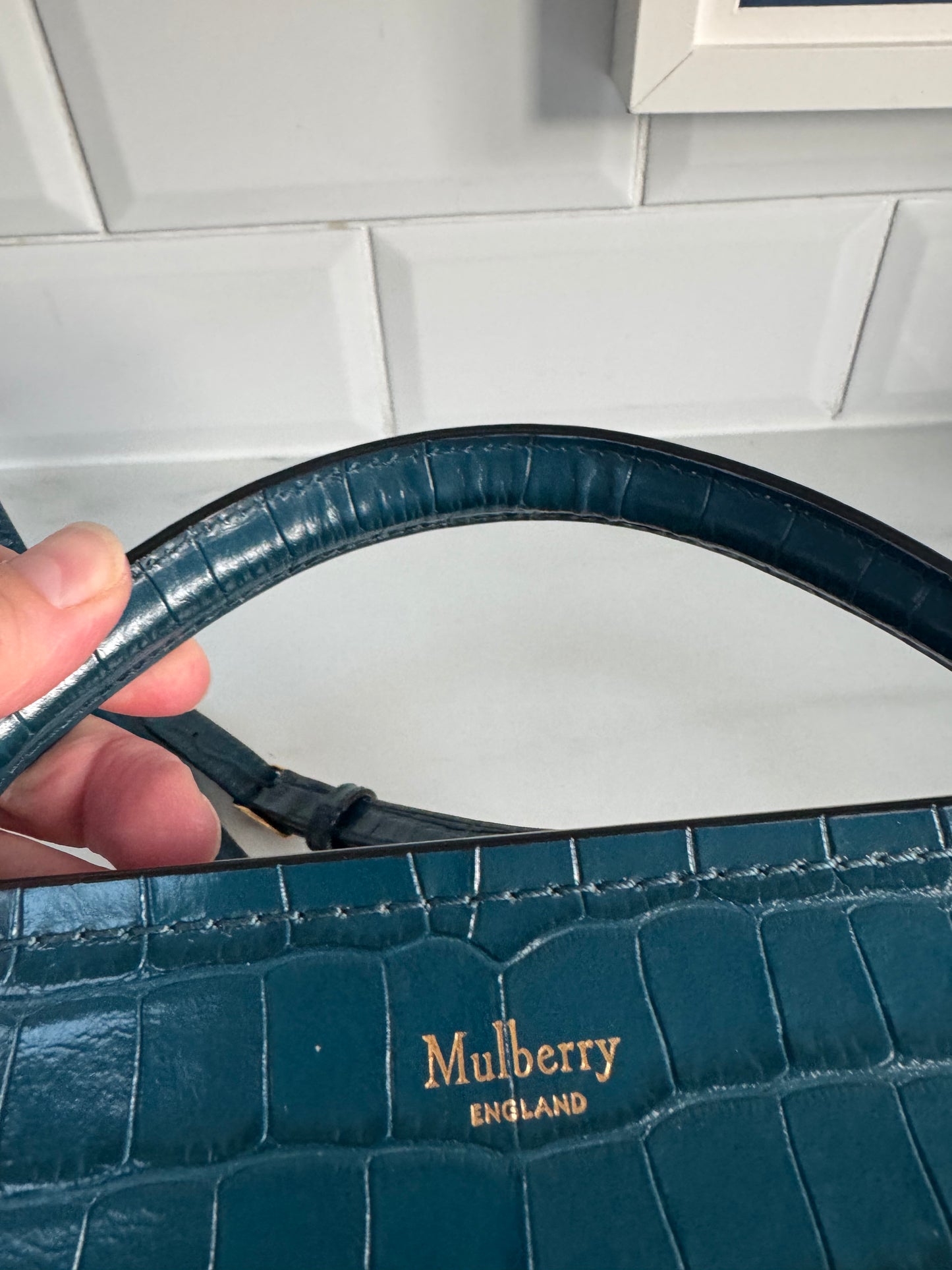 Mulberry Amberley - Teal Blue Croc Embossed