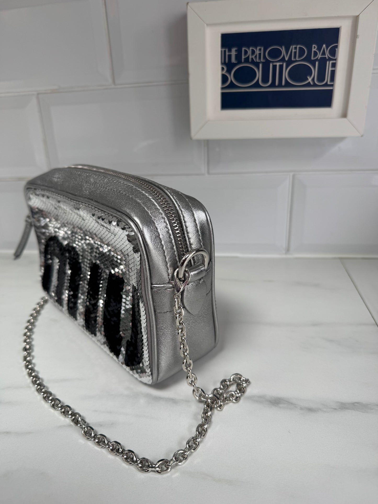 Miu Miu Sequin Camera Bag - Silver