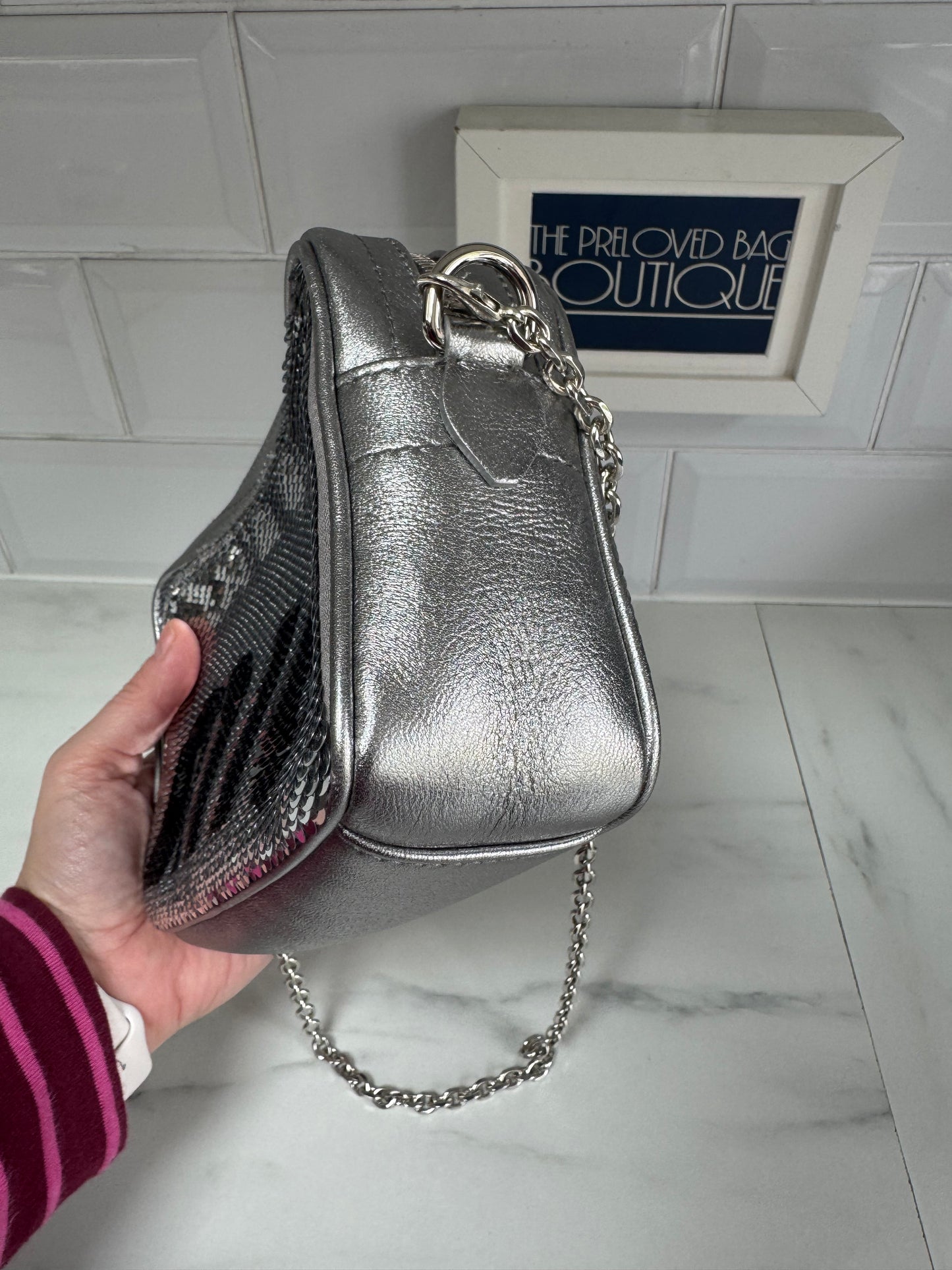 Miu Miu Sequin Camera Bag - Silver