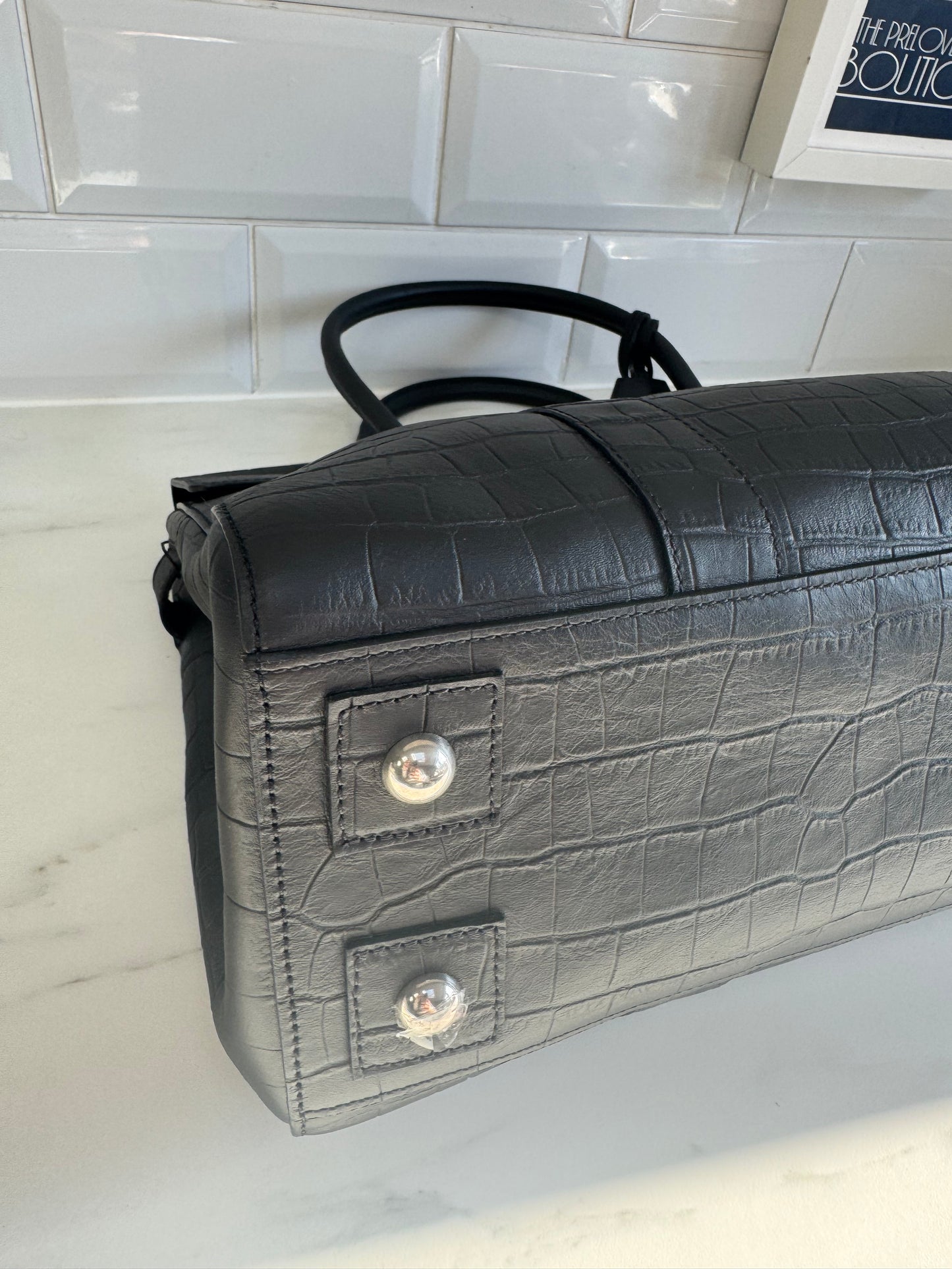 Mulberry Matte Croc Embossed Bayswater - Black