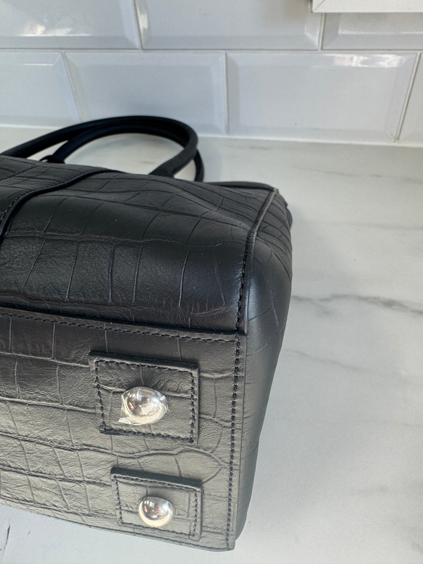 Mulberry Matte Croc Embossed Bayswater - Black