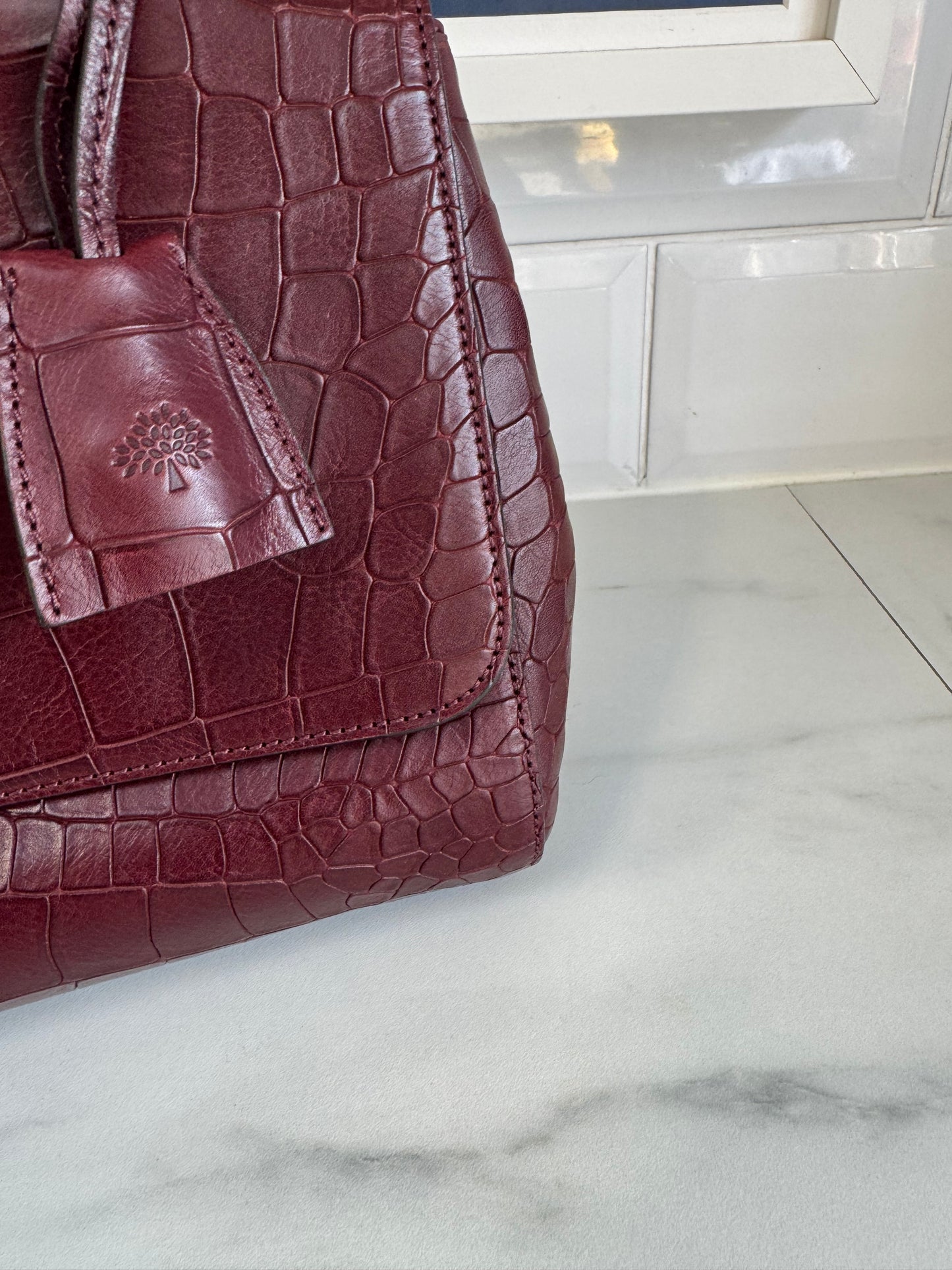 Mulberry Medium Lily - Oxblood Croc Embossed